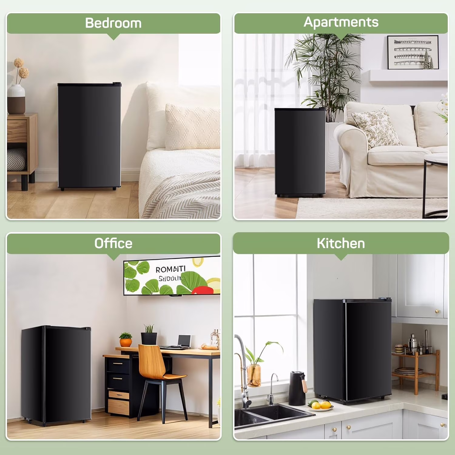 Mini Fridge for Bedroom 3.2 Cu.Ft Small Refrigerator with Freezer for Dorm Office, Compact Single Door Adjustable Thermostat Low Noise,Black - Image 4