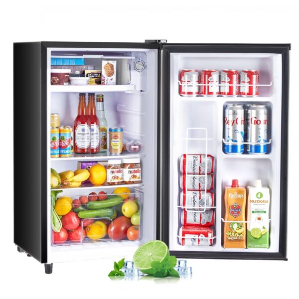 Mini Fridge with Freezer 3.2 Cu.Ft Compact Dorm Refrigerator for Kitchen, Office, Bedroom, Removable Glass Shelves Adjustable Thermostat Low Noise, 17.5" D x 17.7" W x 31.5" H, Black