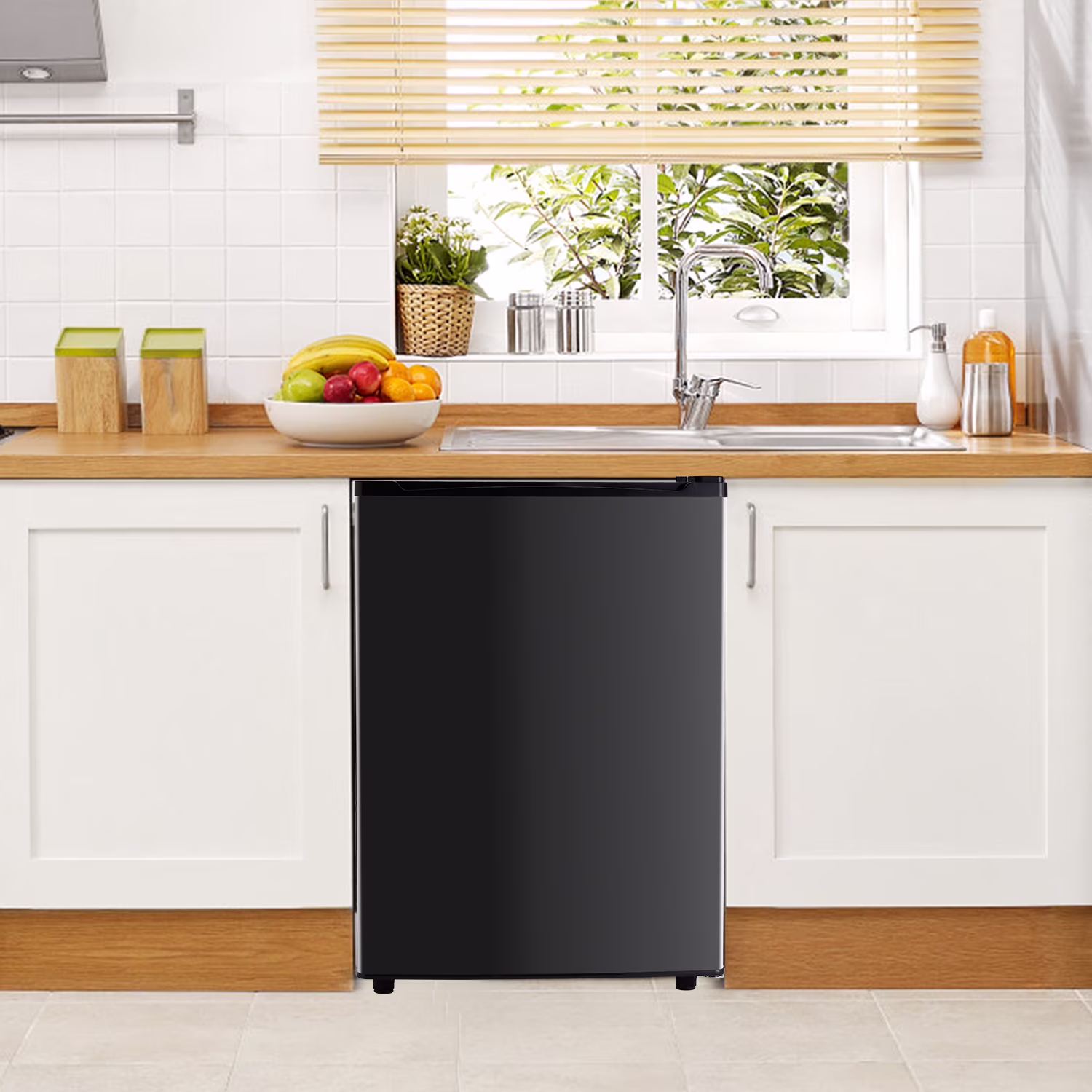 Mini Fridge with Freezer 3.2 Cu.Ft Compact Dorm Refrigerator for Kitchen, Office, Bedroom, Removable Glass Shelves Adjustable Thermostat Low Noise, 17.5" D x 17.7" W x 31.5" H, Black - Image 5