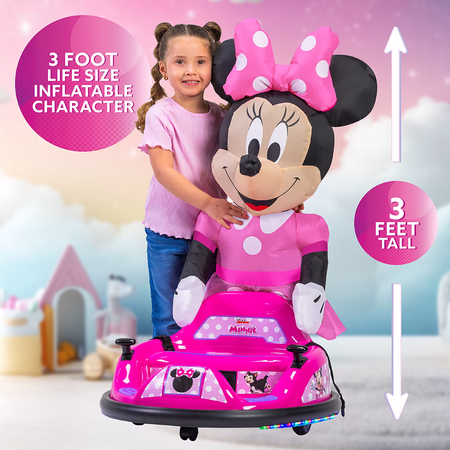 Minnie Mouse 6V ImaginAir Ride on Bumper Car with Inflatable Minnie Character and Rechargeable Battery - Image 2