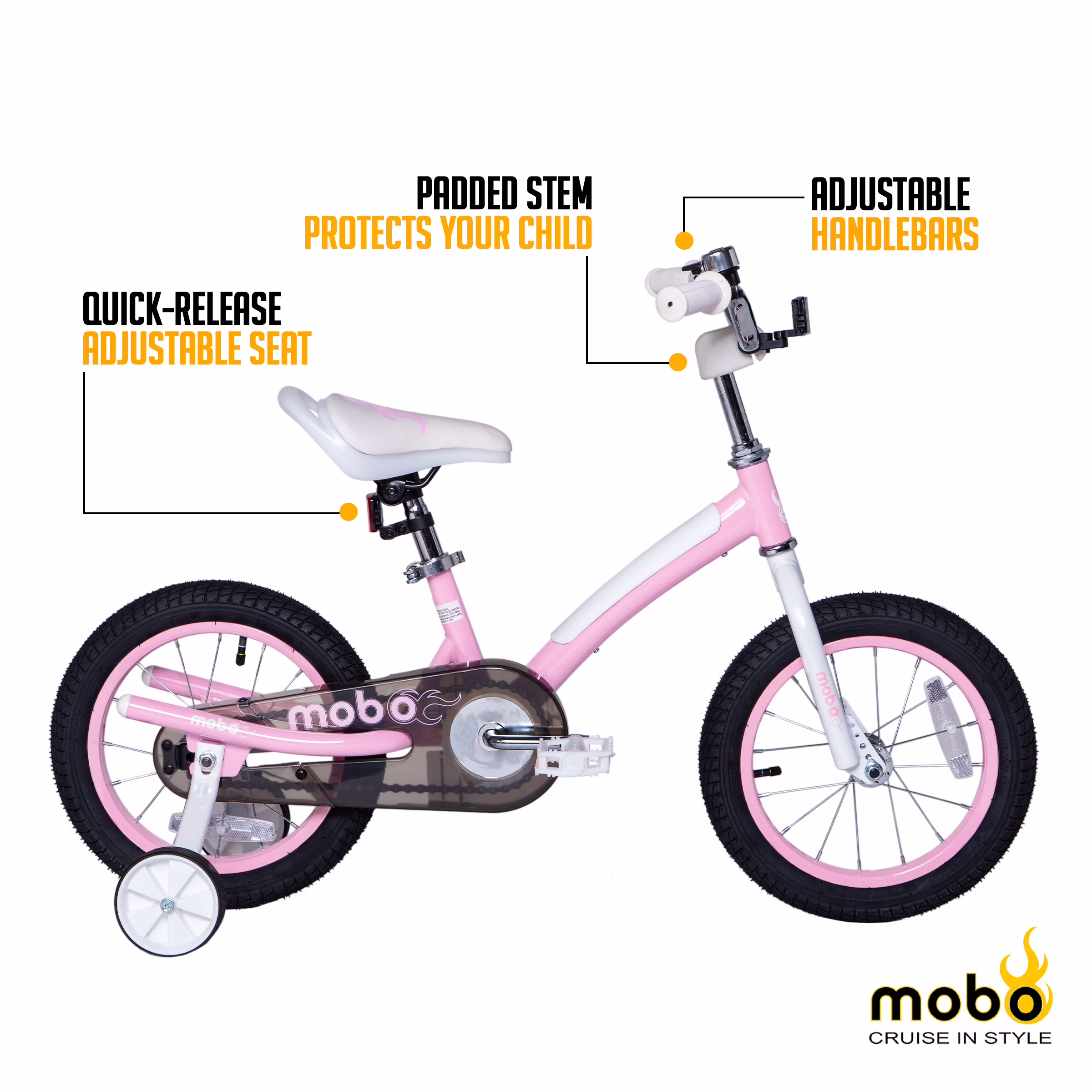 Mobo First 14in. Girl's Bike, Pink, Kids - Image 3