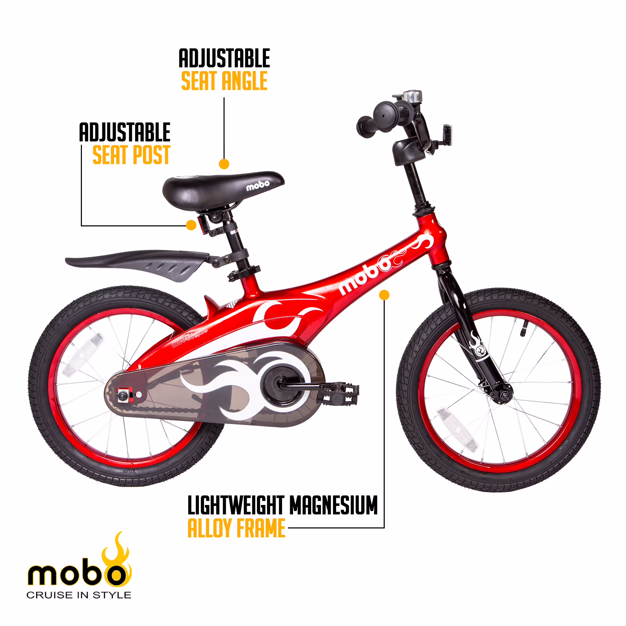 Mobo Lite Bike w/Training Wheels. 16" Child Bicycle, Red - Image 2
