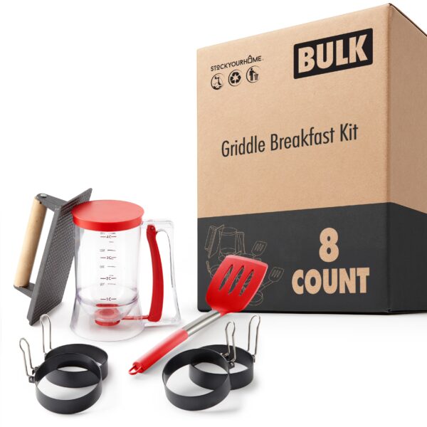 Modern Innovations Griddle Breakfast Kit Pancake Batter Dispenser Grill Press Egg Rings Spatula Compatible With Blackstone Griddles 8 Pack