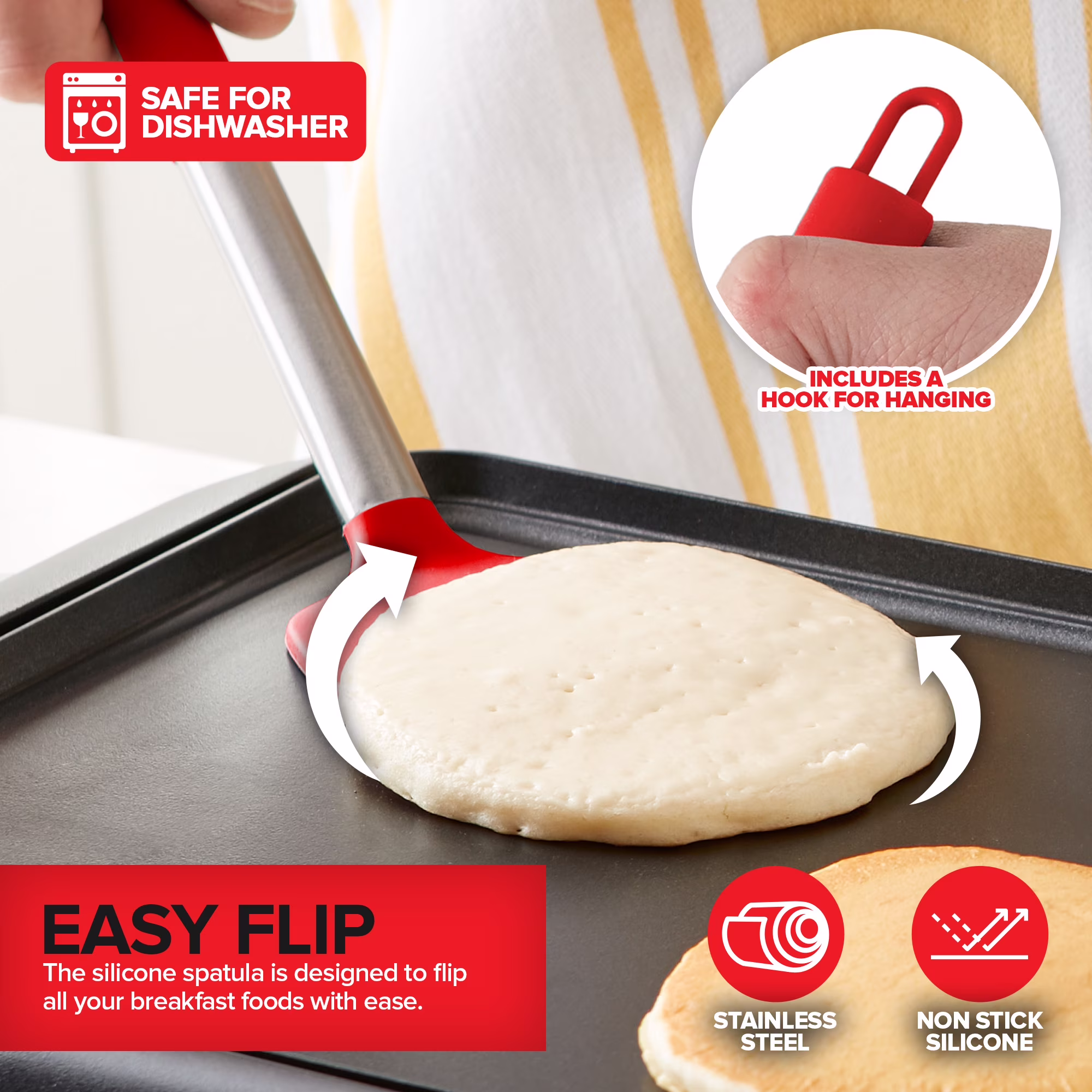 Modern Innovations Griddle Breakfast Kit Pancake Batter Dispenser Grill Press Egg Rings Spatula Compatible With Blackstone Griddles 8 Pack - Image 4