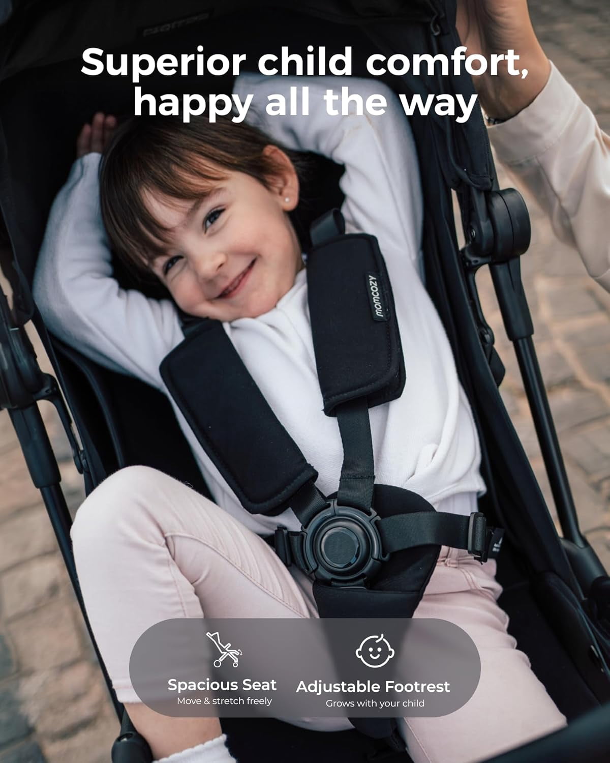 Momcozy Tuckgo Travel Stroller, Carry-On Compatible, Ultra Compact Stroller for Toddler, Reclining Seat, UPF 50+ Canopy, Adjustable Leg Rest, 33L Extra-Large Storage, Stroller Travel Bag Included - Image 4
