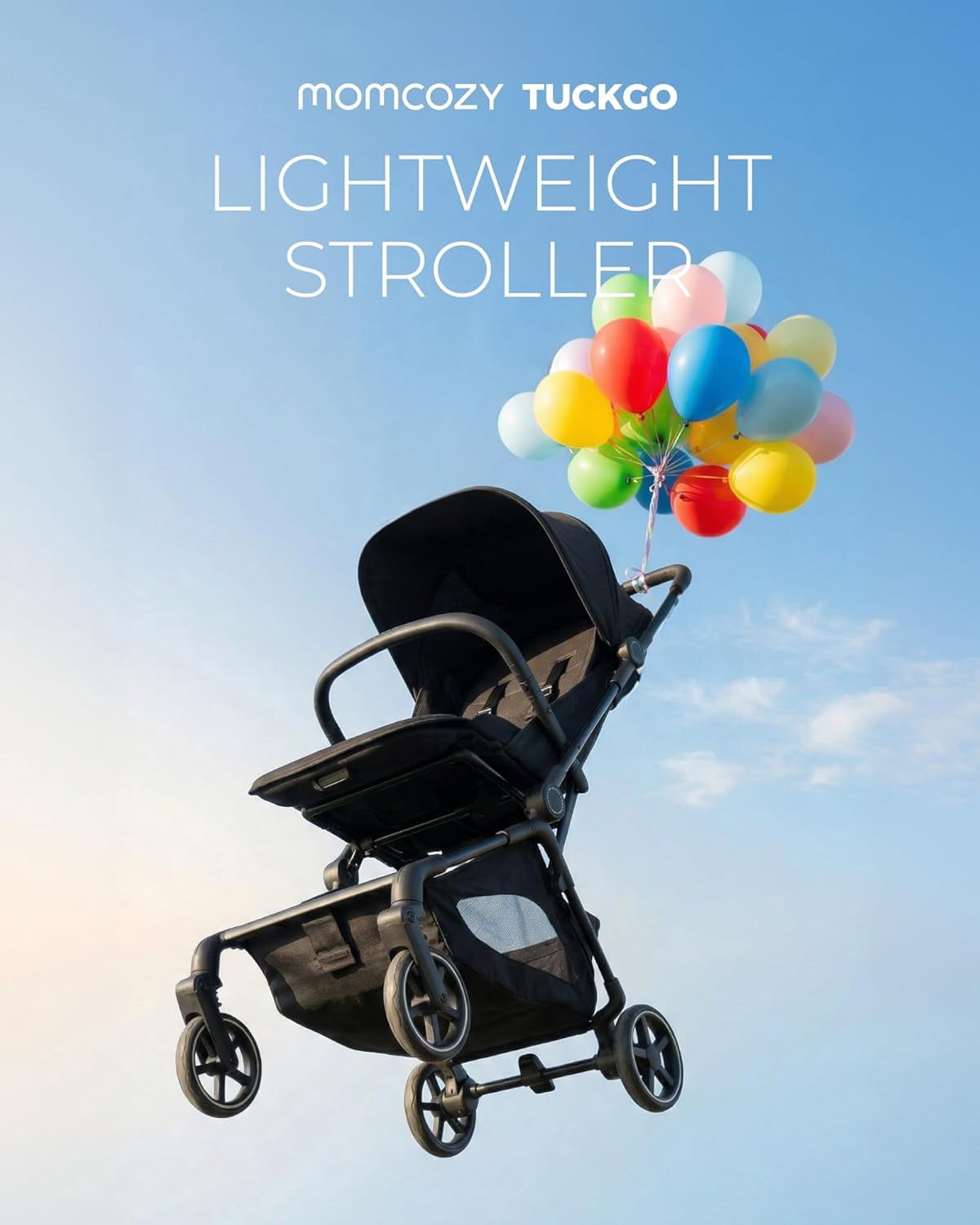 Momcozy Tuckgo Travel Stroller, Carry-On Compatible, Ultra Compact Stroller for Toddler, Reclining Seat, UPF 50+ Canopy, Adjustable Leg Rest, 33L Extra-Large Storage, Stroller Travel Bag Included - Image 2