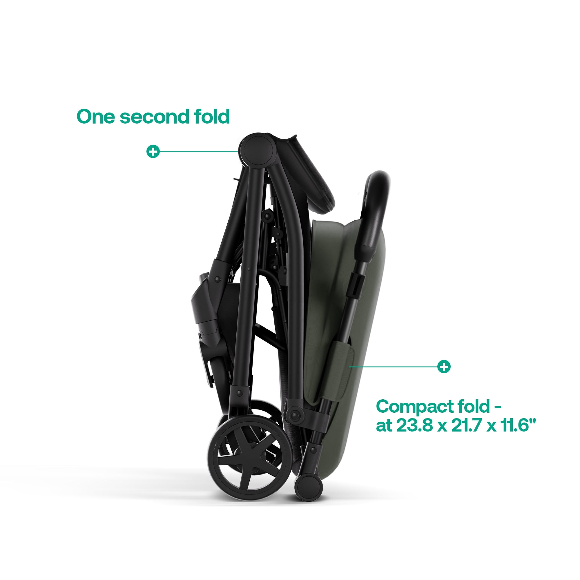 Mompush Lightweight Baby Stroller, Compact Stroller for Airplane Travel, Green, 14.2 lb, Unisex - Image 5