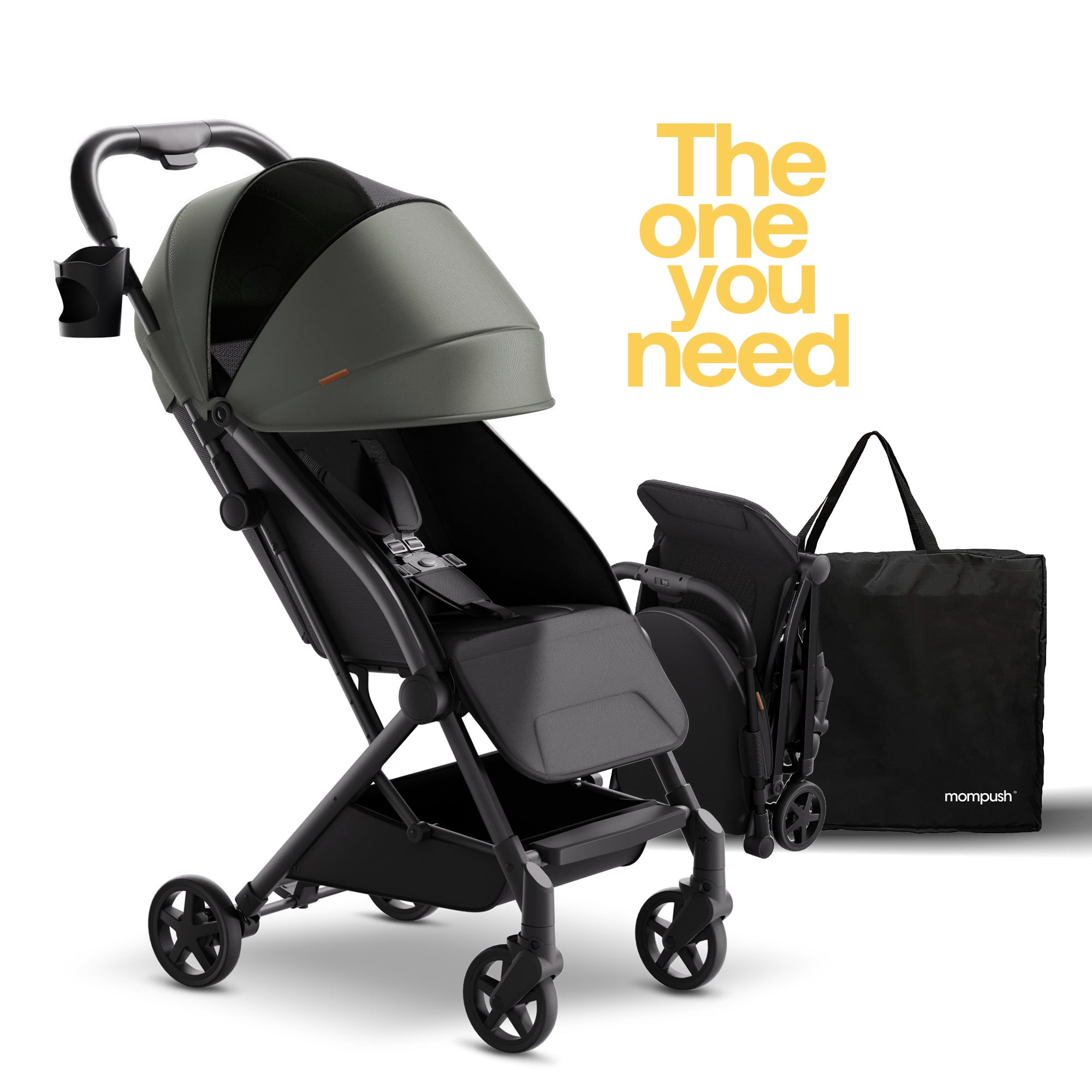 Mompush Lightweight Baby Stroller, Compact Stroller for Airplane Travel, Green, 14.2 lb, Unisex - Image 2
