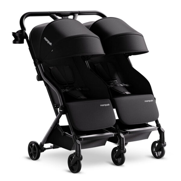 Mompush Lithe Double Stroller with Two Large Individual Side by Side Recline Seat, Black, 24.5LB, Unisex