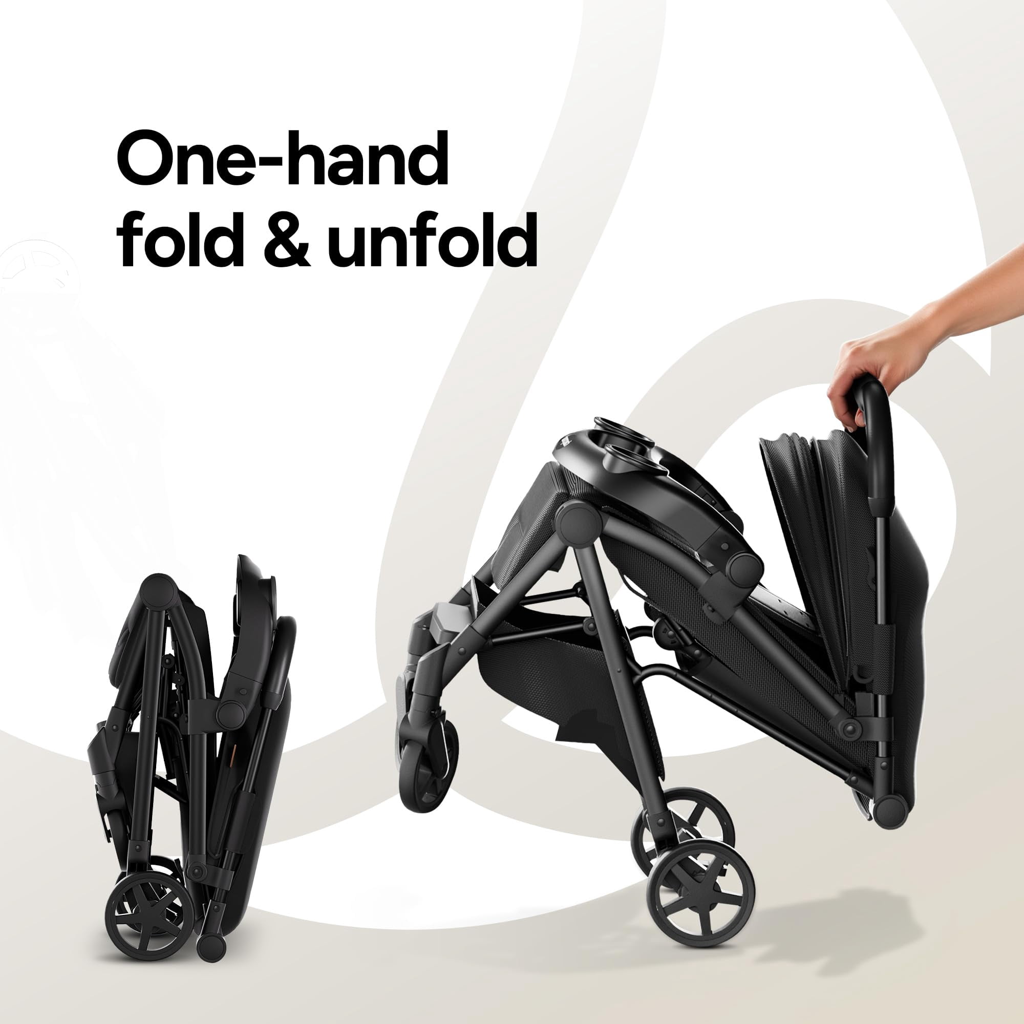 Mompush Lithe V2 Lightweight Stroller with Snack Tray, Newborn Nest Mode, Black, 17.3LB, Unisex - Image 5