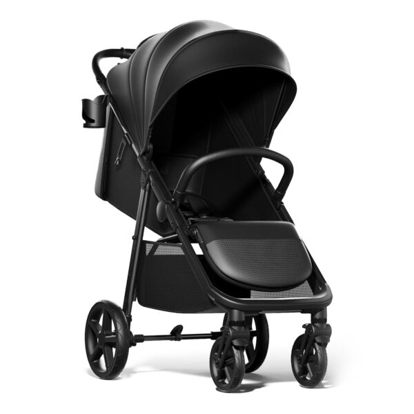 Mompush Nova Baby Stroller, Spacious Seat, Extra-Large UPF 50+ Canopy, Black, 22LB, Unisex