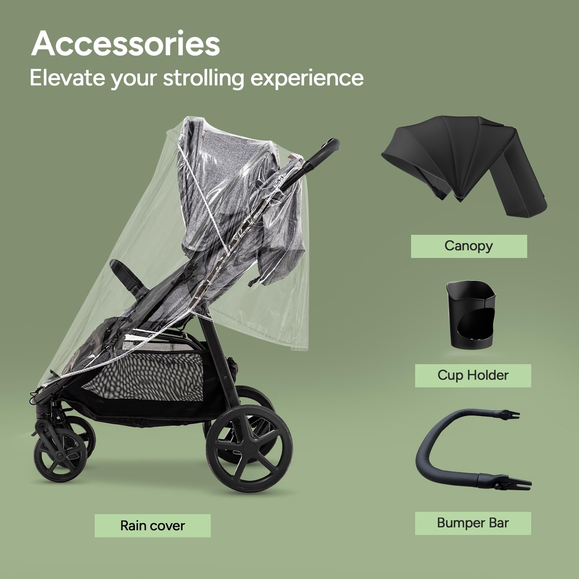 Mompush Nova Baby Stroller, Spacious Seat, Extra-Large UPF 50+ Canopy, Black, 22LB, Unisex - Image 3