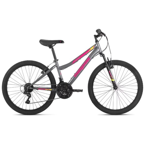 Mongoose Inertia Kids Mountain Bike, 24-Inch Wheels, 21 Speeds, Grey