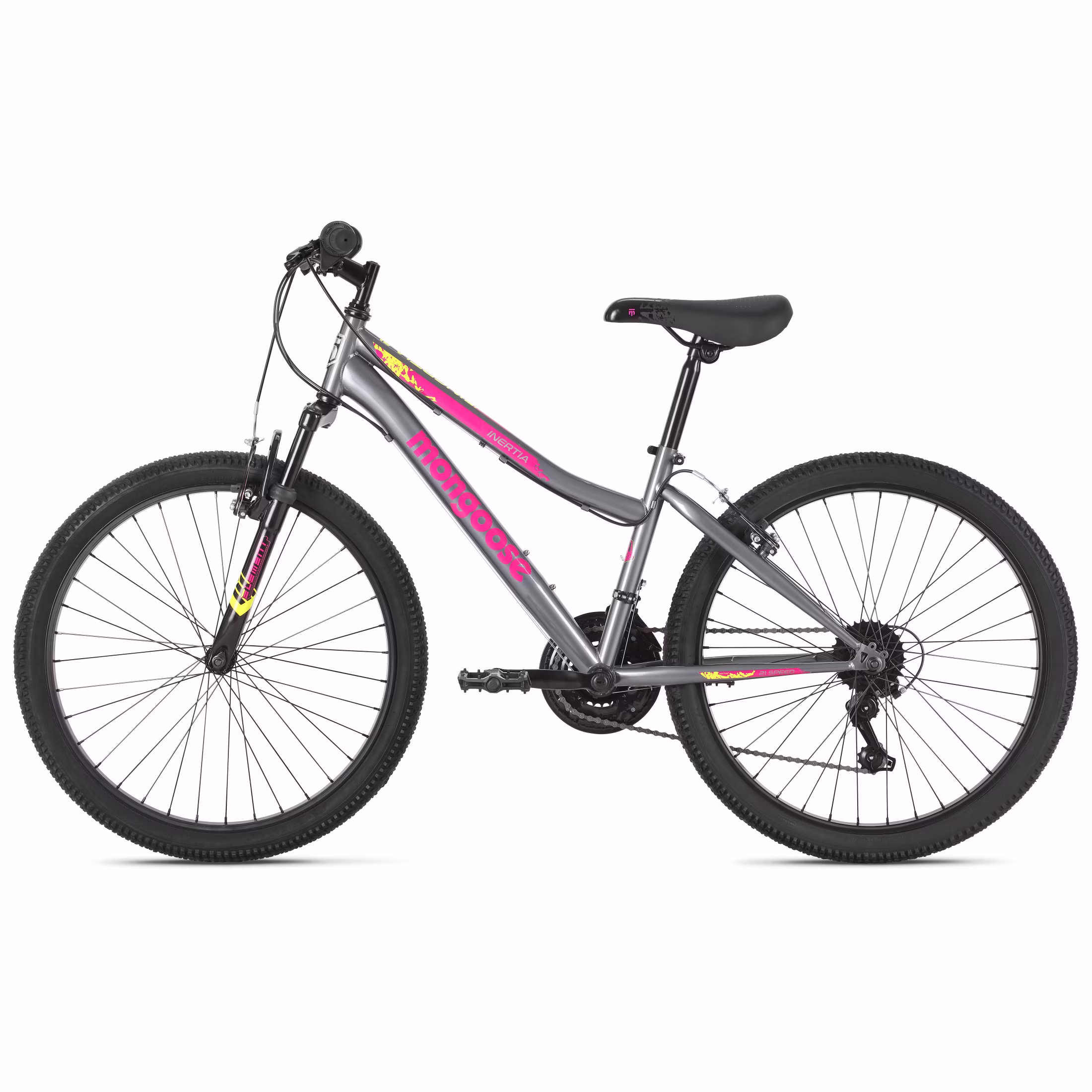 Mongoose Inertia Kids Mountain Bike, 24-Inch Wheels, 21 Speeds, Grey - Image 2