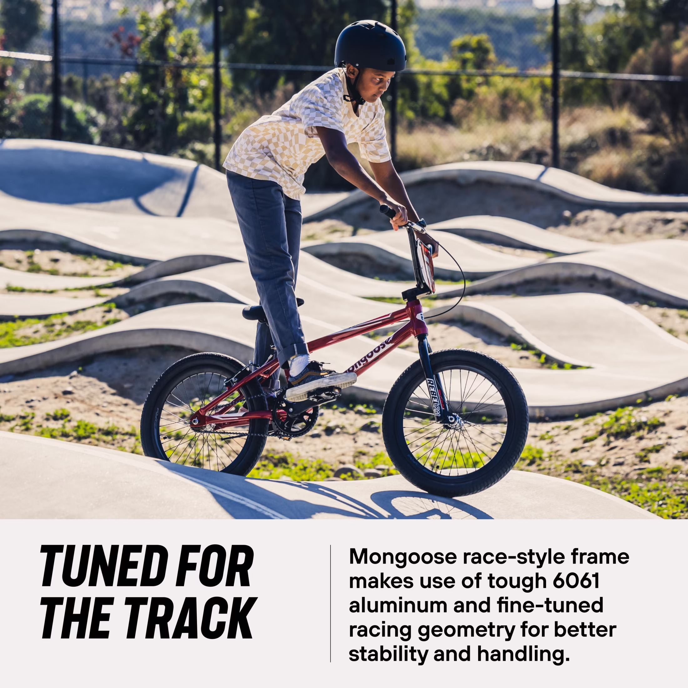 Mongoose Rebel RS1 Kids BMX Bike, 20-in. Wheels, Kids Ages 7-13, Red - Image 2