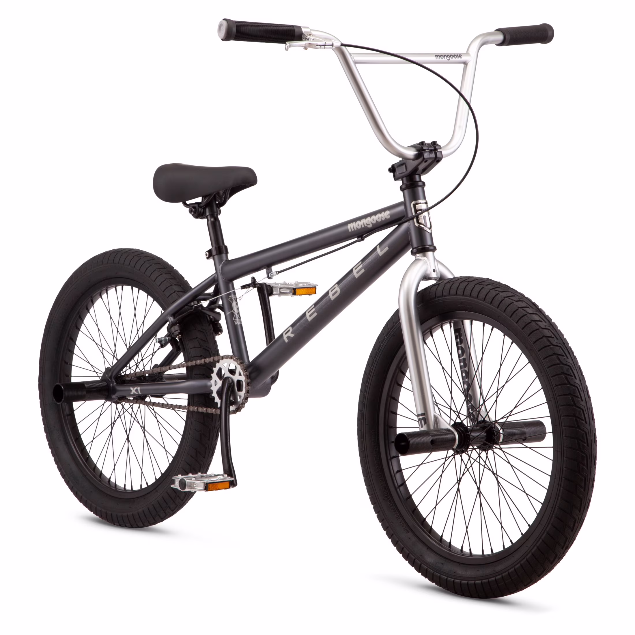 Mongoose Rebel X1 BMX Bike, 20-in. Wheels, Kids Ages 7-14 Years, Gray Child Bicycle - Image 2