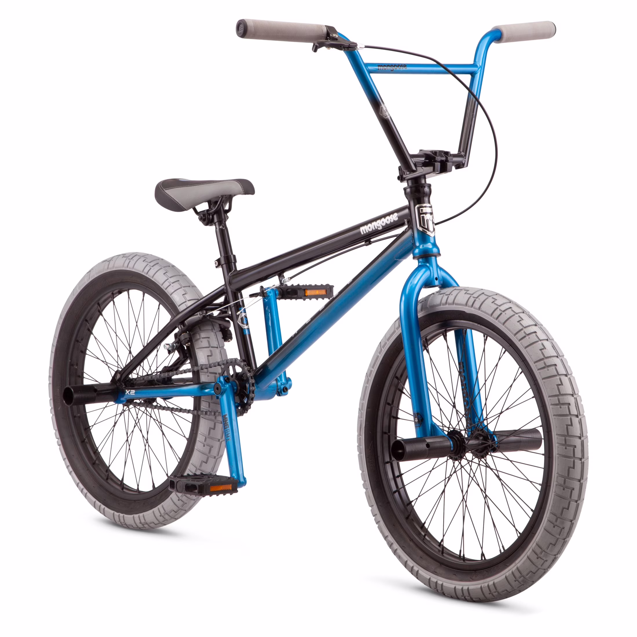 Mongoose Rebel X2 Kids BMX Bike, 20-in. Wheels, Children Ages 6+, Black & Blue - Image 2