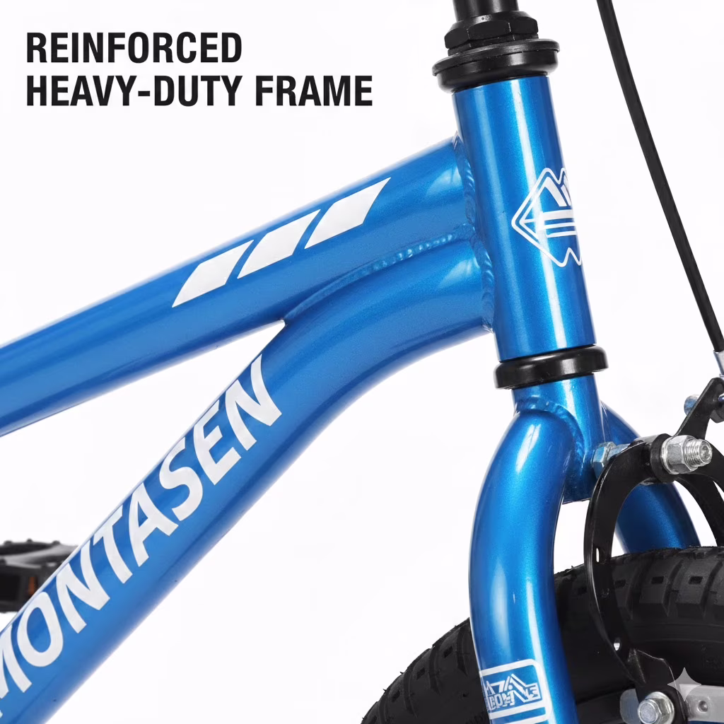 Montasen 18 Inch Kids Bike with Training Wheels Hand Brake Coaster Brake BMX Style Bicycle, Blue - Image 2