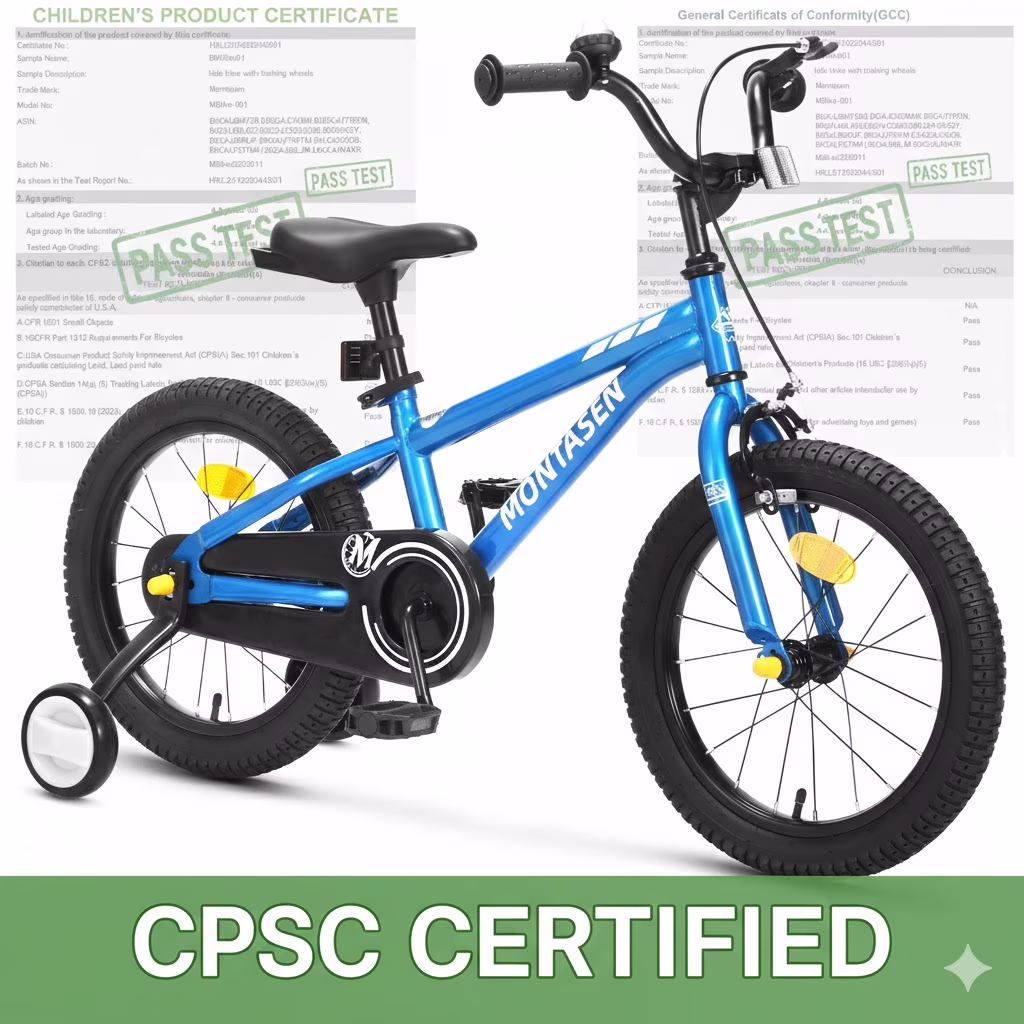 Montasen 18 Inch Kids Bike with Training Wheels Hand Brake Coaster Brake BMX Style Bicycle, Blue - Image 4
