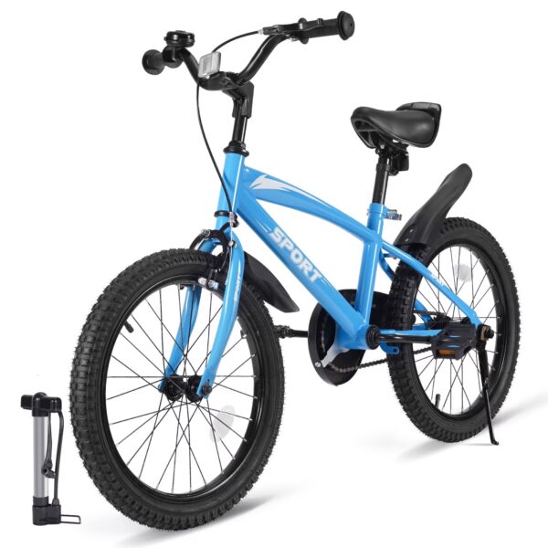 Naipo 18 Inch Kids Bike Girls and Boys Blue Bicycles with Removable Training Wheels