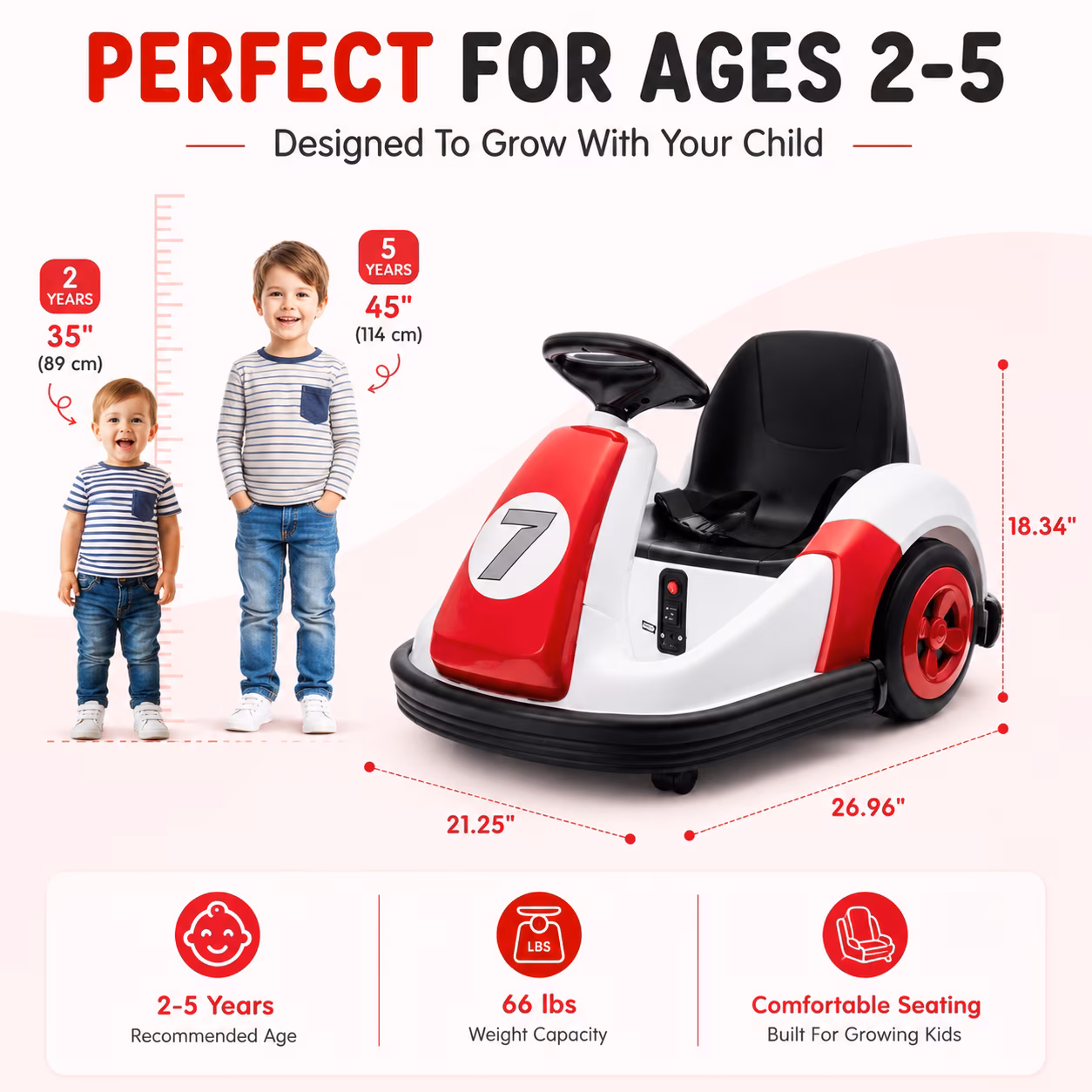 Neche 12V Electric Bumper Car for Toddlers, 2.2 mph Ride On Toy with Remote Control, 360° Spin, Bluetooth Music, LED Lights, DIY Stickers, Red - Image 3