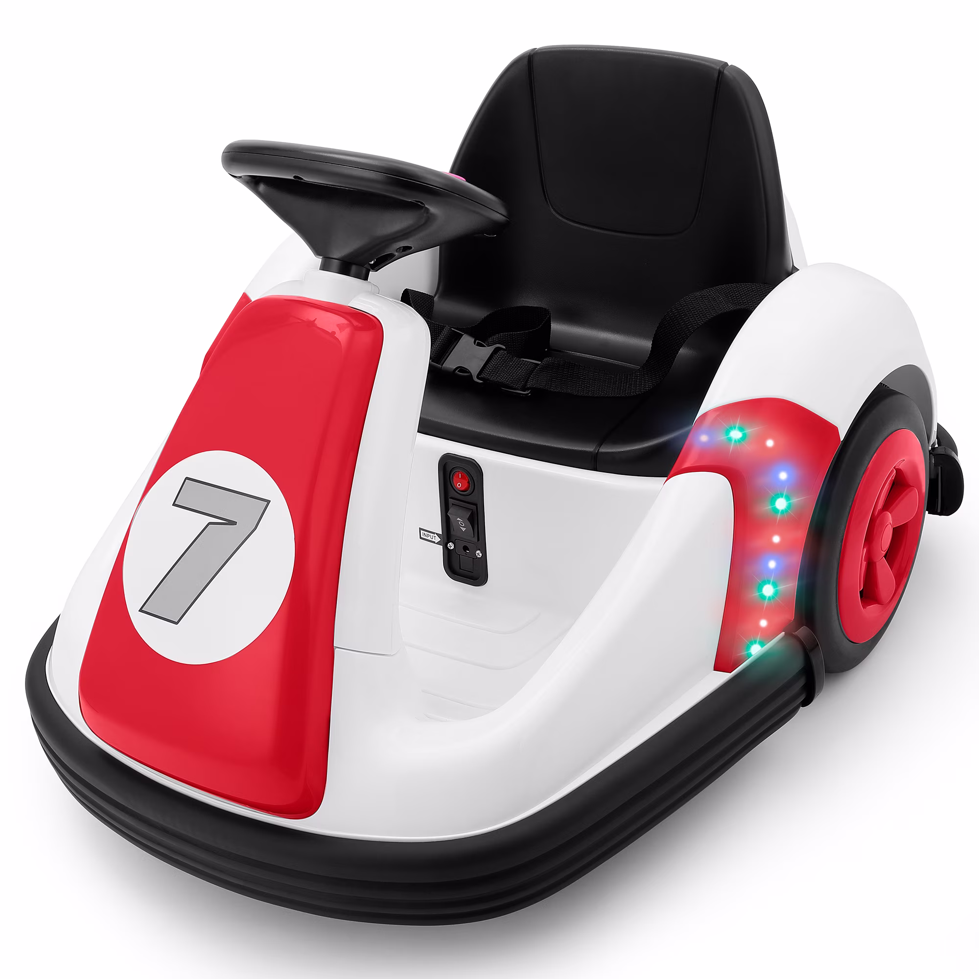 Neche 12V Electric Bumper Car for Toddlers, 2.2 mph Ride On Toy with Remote Control, 360° Spin, Bluetooth Music, LED Lights, DIY Stickers, Red - Image 4