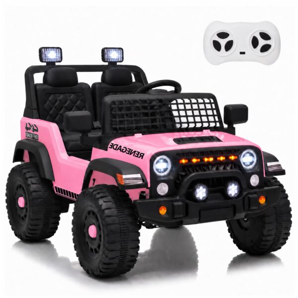 NEORIVER 12V Kids Electric Ride On Car, Ride On Toy Vehicle with Dual 35W Motors, 3 Speed Modes, Bluetooth, USB, LED Lights & Horn