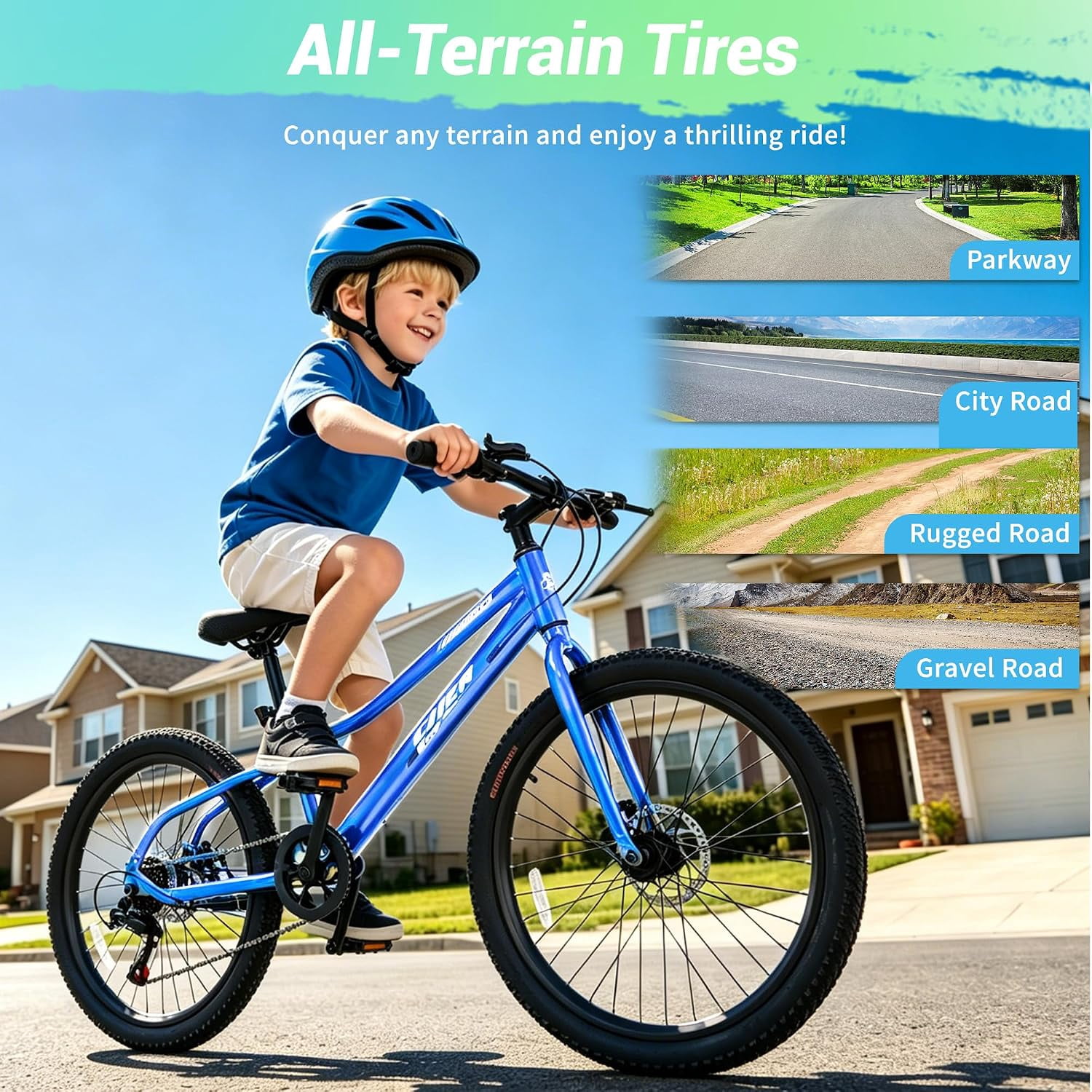 NEORIVER 24 Inch Kids Mountain Bike – 7-Speed Bicycle for Boys & Girls Ages 6-14, High-Carbon Steel Frame, Dual Disc Brakes & Kickstand - Image 3