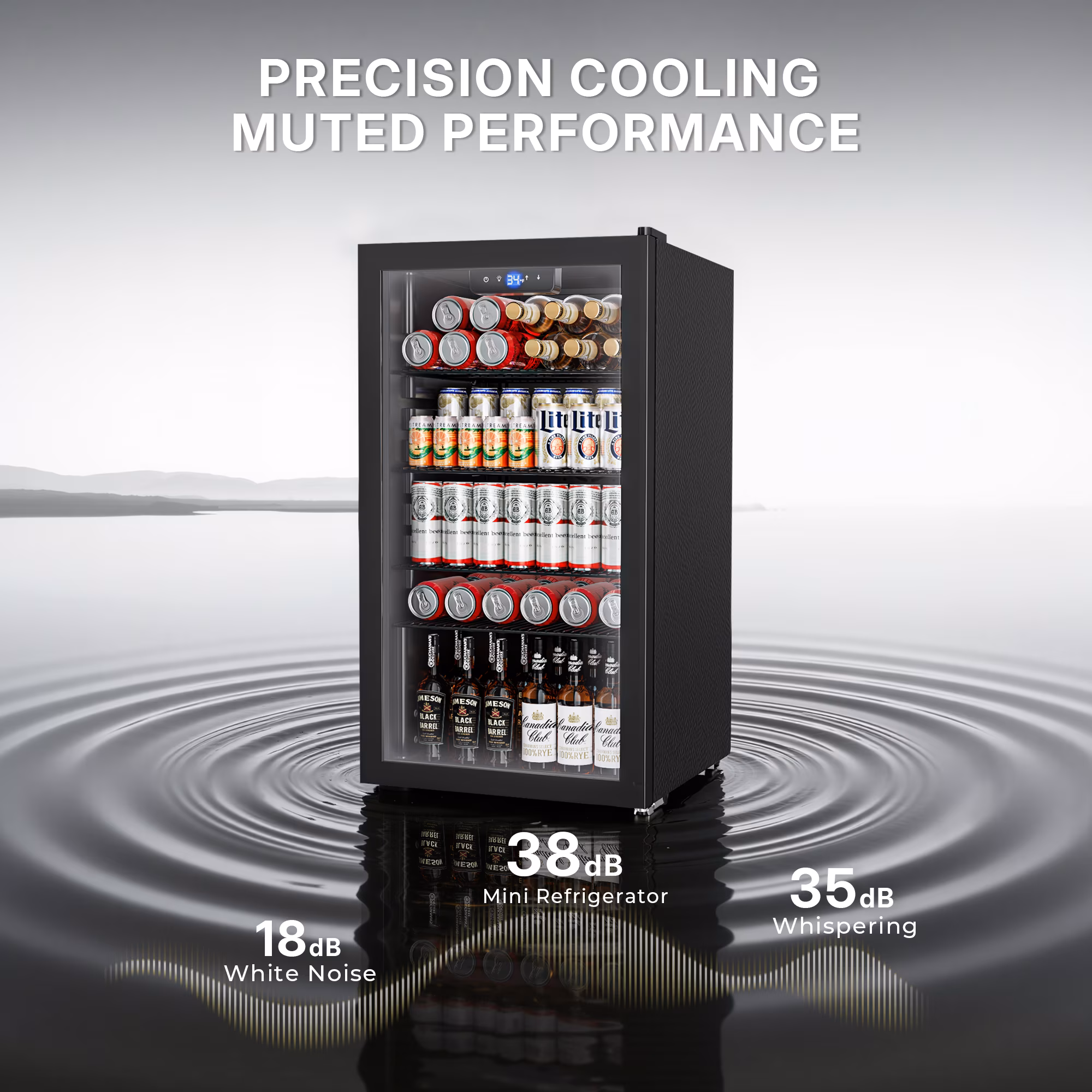 Nepsam 130 Cans Beverage Refrigerator Cooler, Drink Fridge for Soda Wine Beer, Reversible Door & Adjustable Temperature Control for Home Office, Black - Image 4