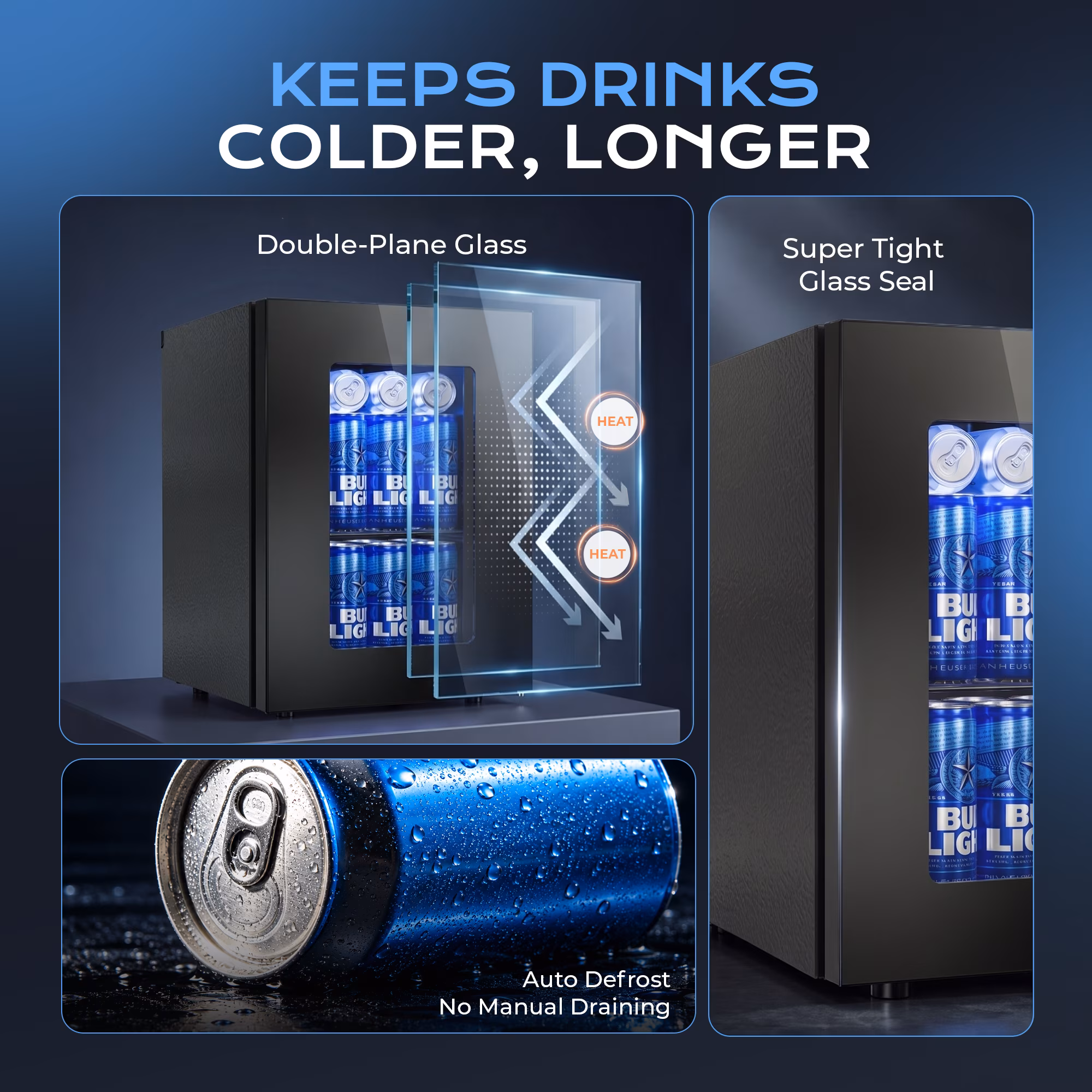 Nepsam 25 Cans Wine Cooler and Beverage Refrigerator with Glass Door, Freestanding Compact Drink Fridge for Indoor Home, Office, or Bar, Black - Image 3