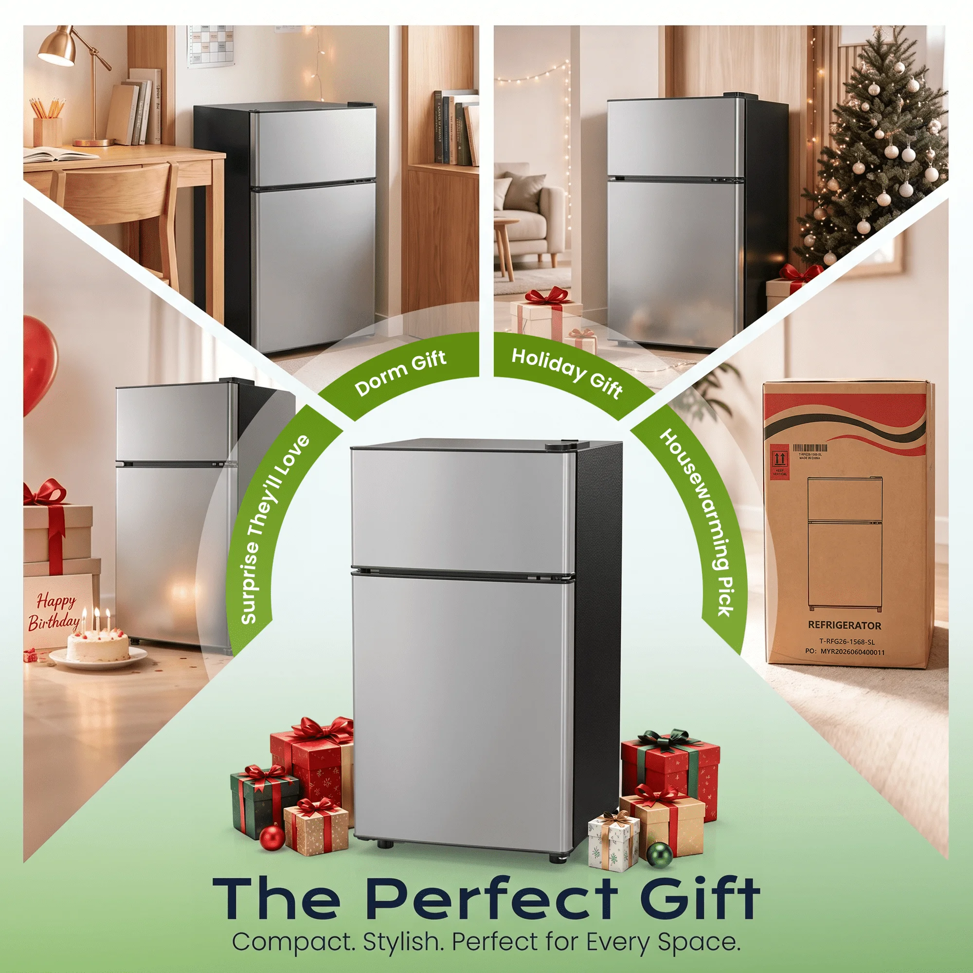 Nepsam 38L Mini Refrigerators, Mini Fridges with Freezer Double Door for Room,Apartment, Silver - Image 2