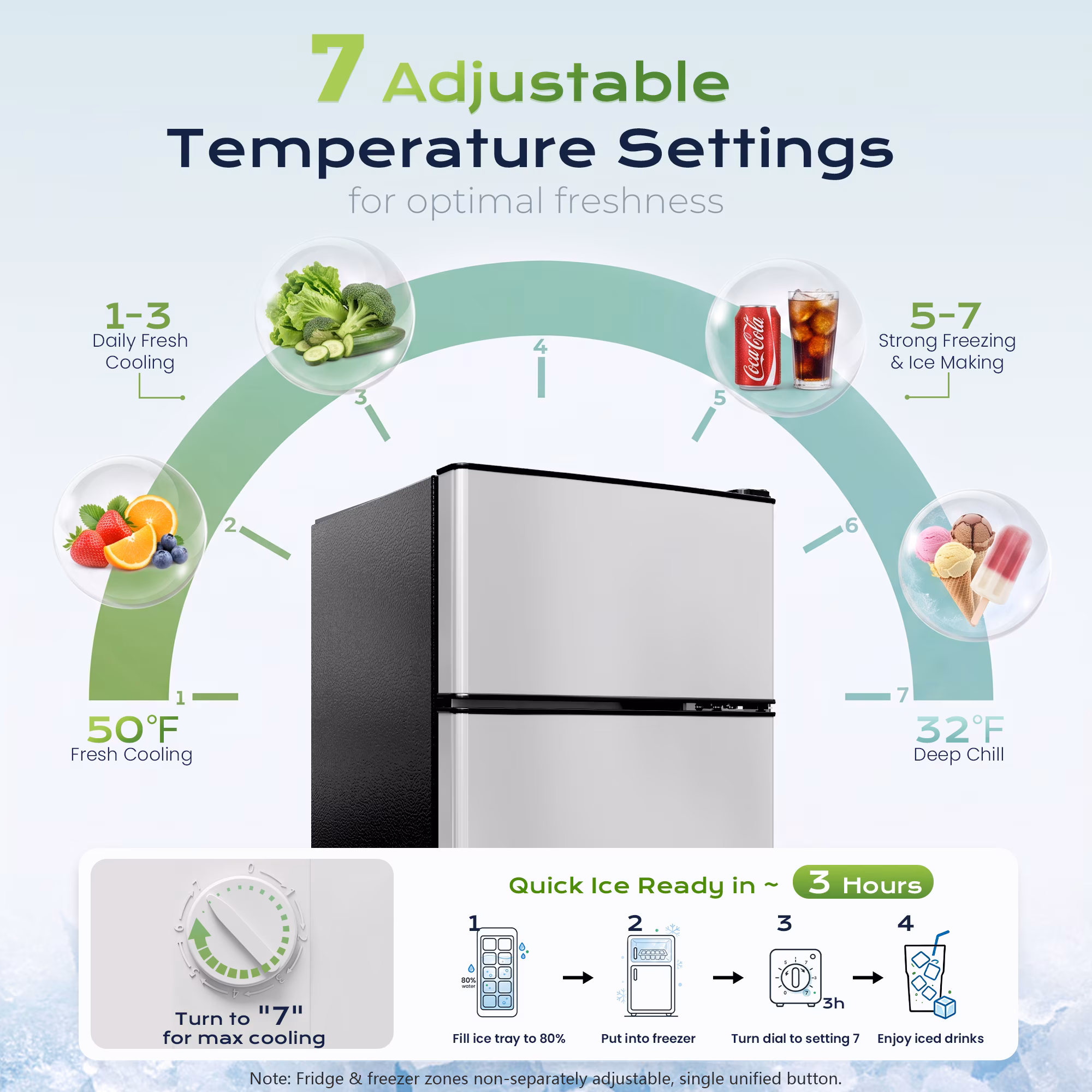 Nepsam 38L Mini Refrigerators, Mini Fridges with Freezer Double Door for Room,Apartment, Silver - Image 3