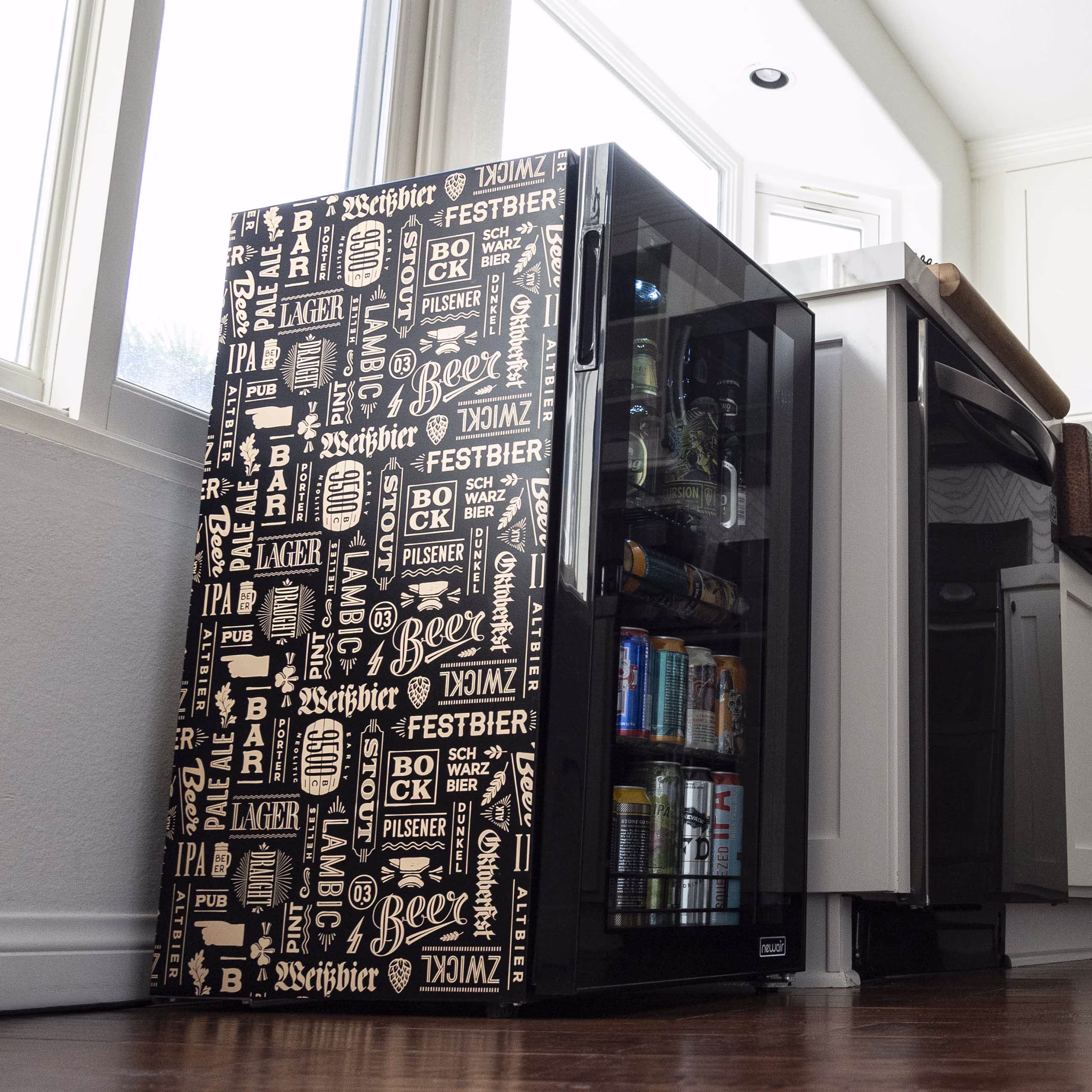 Newair® 126-Can Freestanding "Beers of the World" Beverage Fridge - 18.5" - Image 3