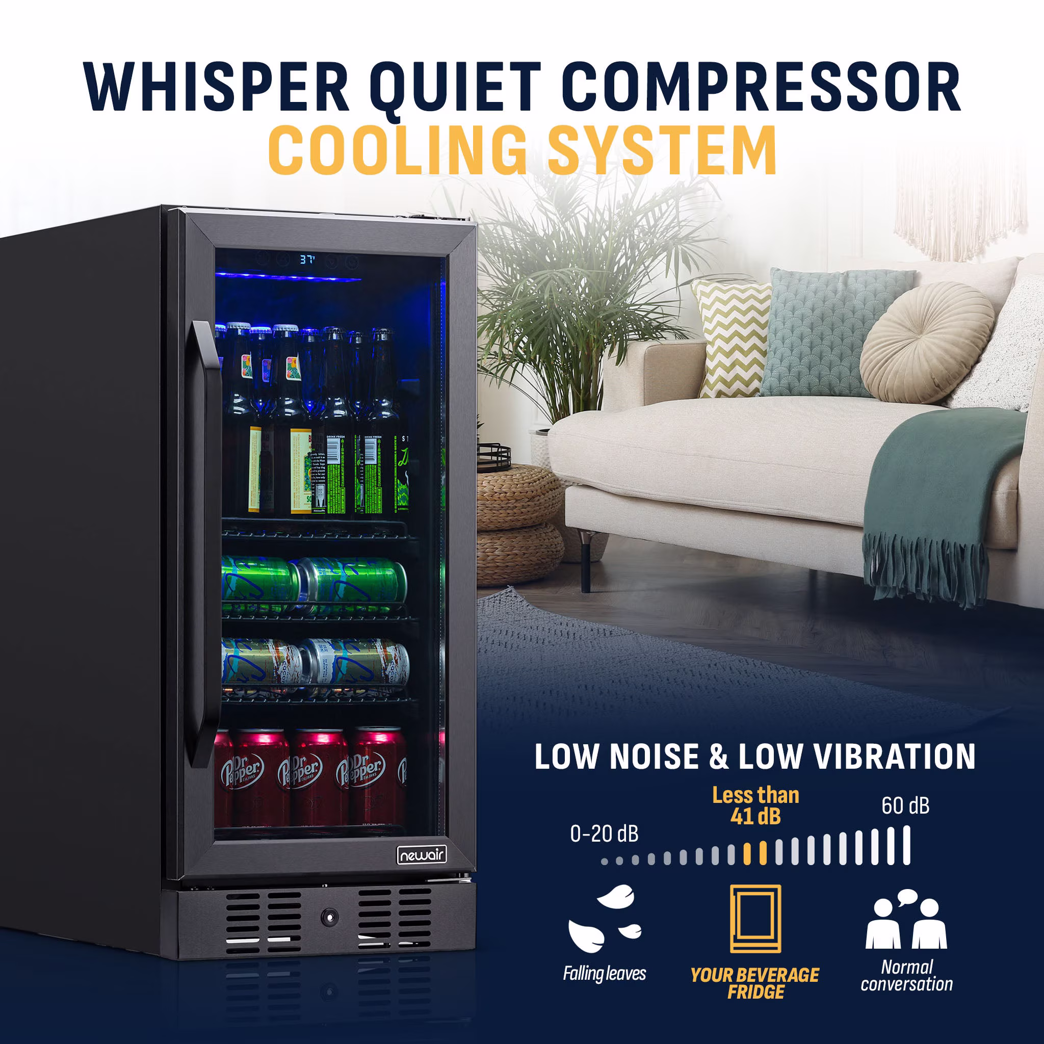 Newair® 96-Can Built-In Black Beverage Fridge - 15" - Image 2