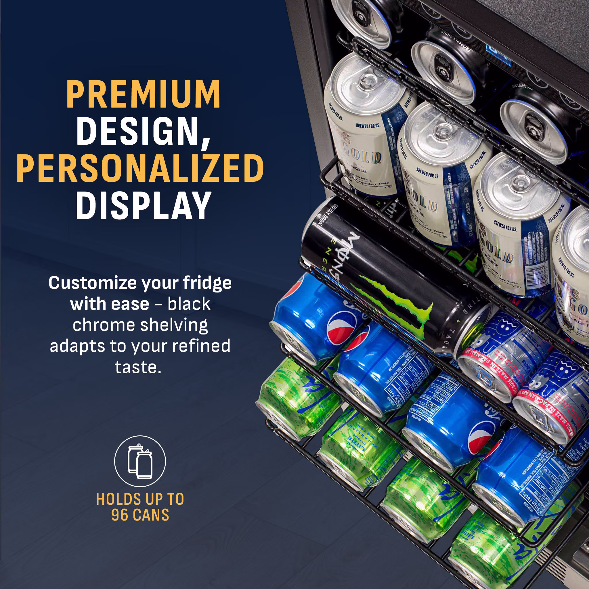 Newair® 96-Can Built-In Black Beverage Fridge - 15" - Image 4
