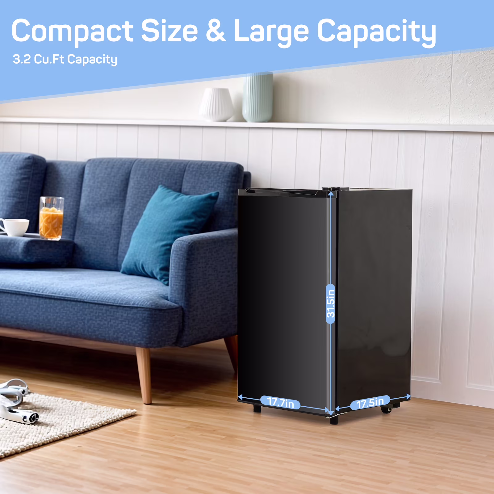 Nextay Mini Fridge for Bedroom 3.2 Cu.Ft Small Refrigerator with Freezer for Dorm Office,Black - Image 2