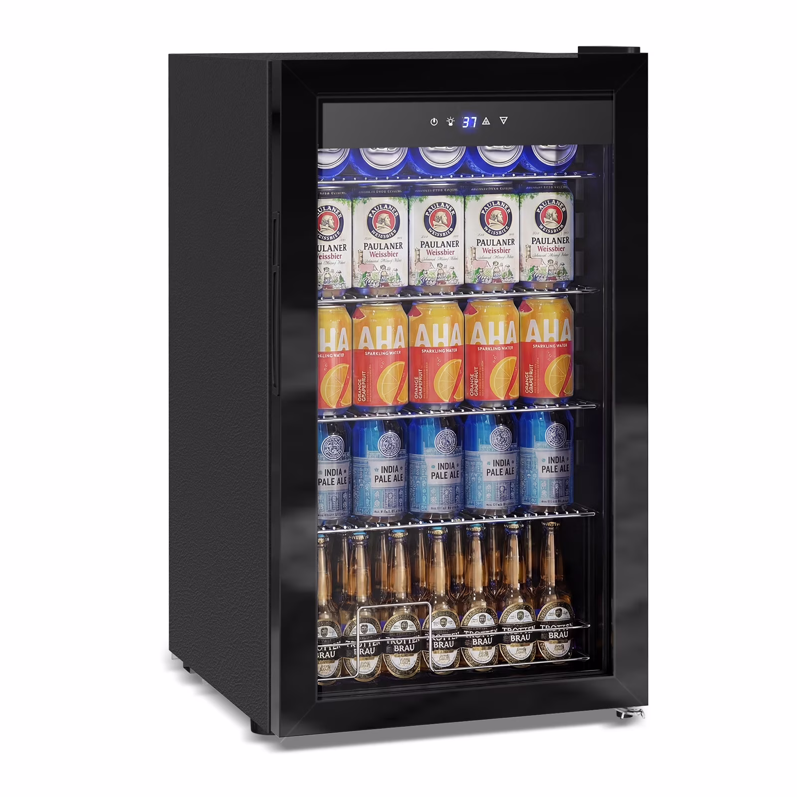 Nipus 17.52 inch Beverage Refrigerator Cooler,130 Cans Capacity with Glass Door for Soda Wine Beer, with Adjustable Removable Shelves, Black - Image 5
