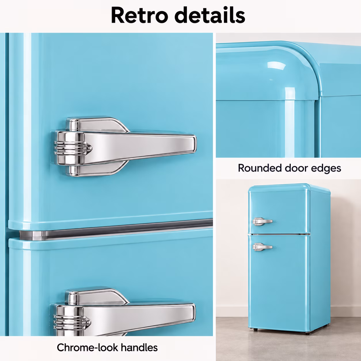 Novadexor 3.2 cu ft Retro Refrigerator, Two Door Mini Fridge with Freezer, Sea Blue - Image 5