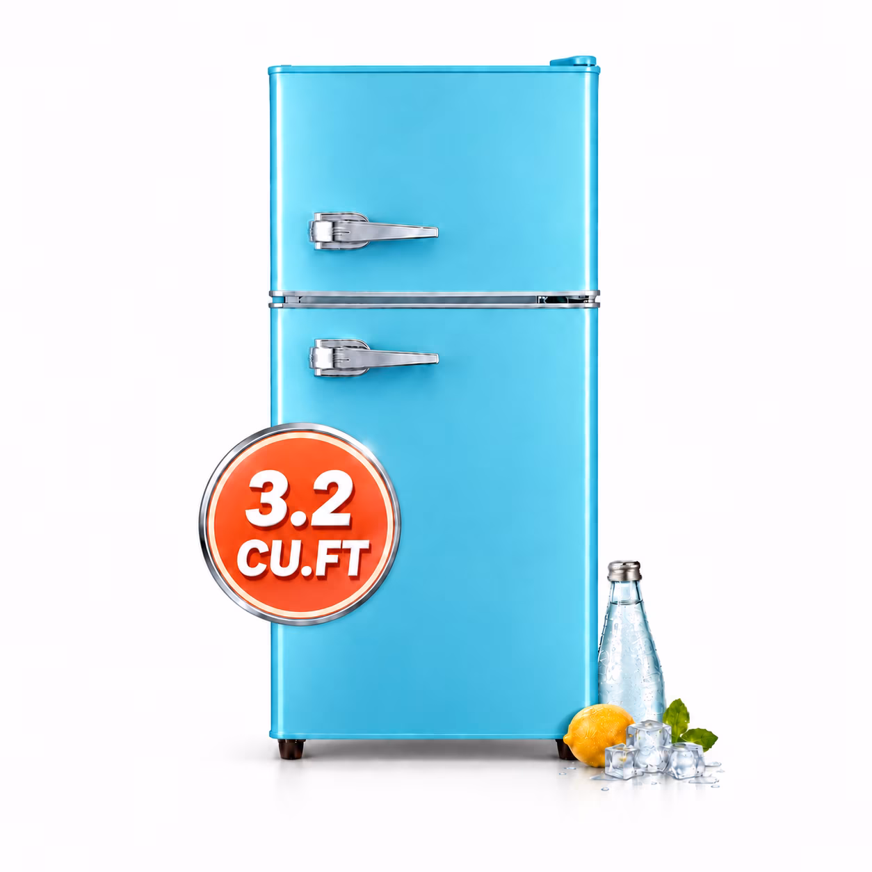 Novadexor 3.2 cu ft Retro Refrigerator, Two Door Mini Fridge with Freezer, Sea Blue