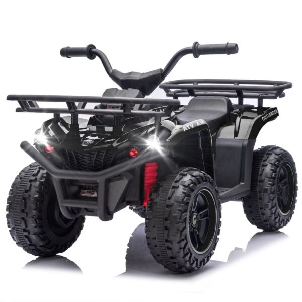 Off-Road 24V Electric Kids ATV Ride On with Front & Rear Storage Racks, Crash Bars, Anti-Slip Tires, LED Lights, Bluetooth Music, Power Display, High-power Systemfor Ages 3