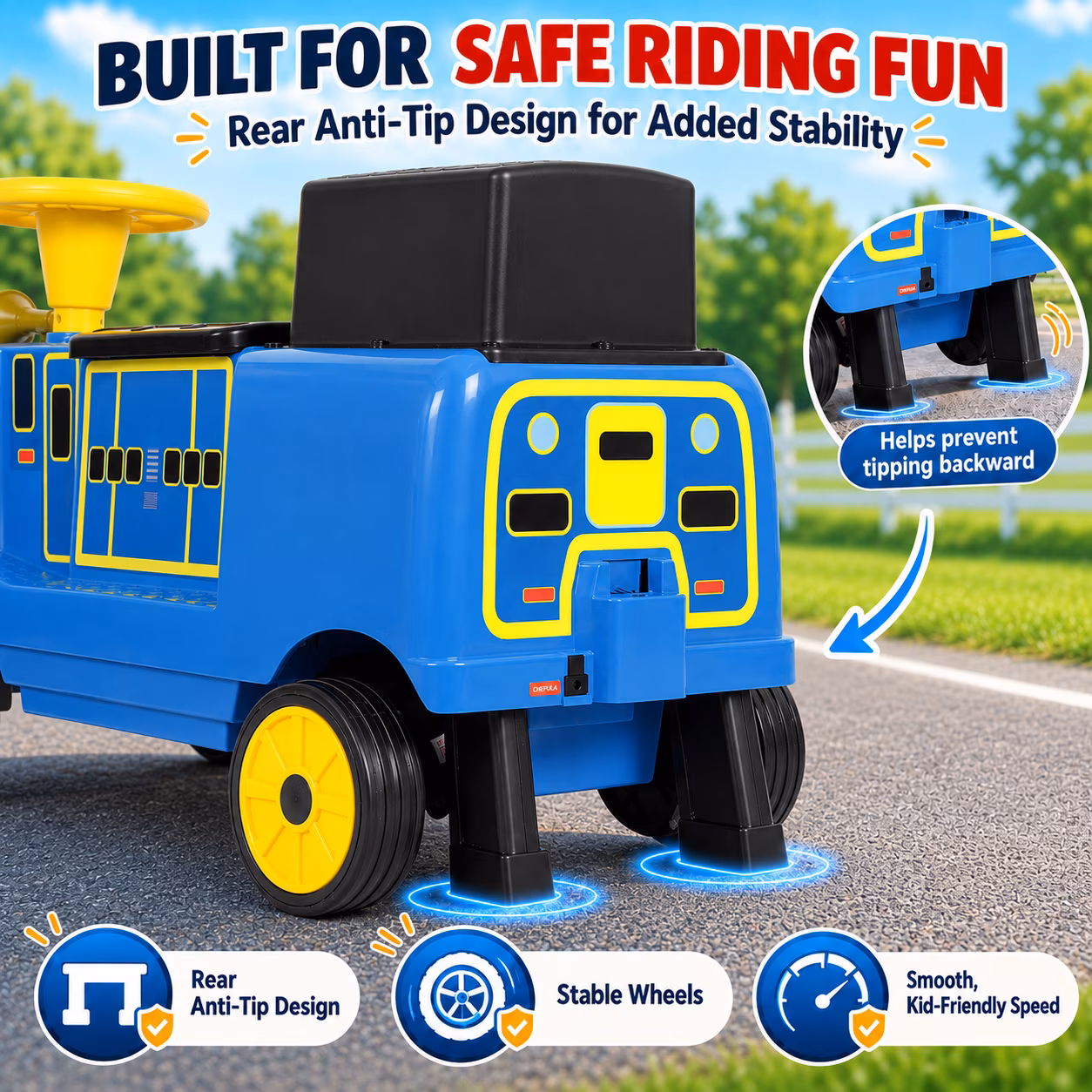 Officially Licensed Chuggington 12V Electric Ride On Train for Kids, Max Speed 3.1 MPH, 150 lbs Capacity, Ages 3-8, Blue - Image 3