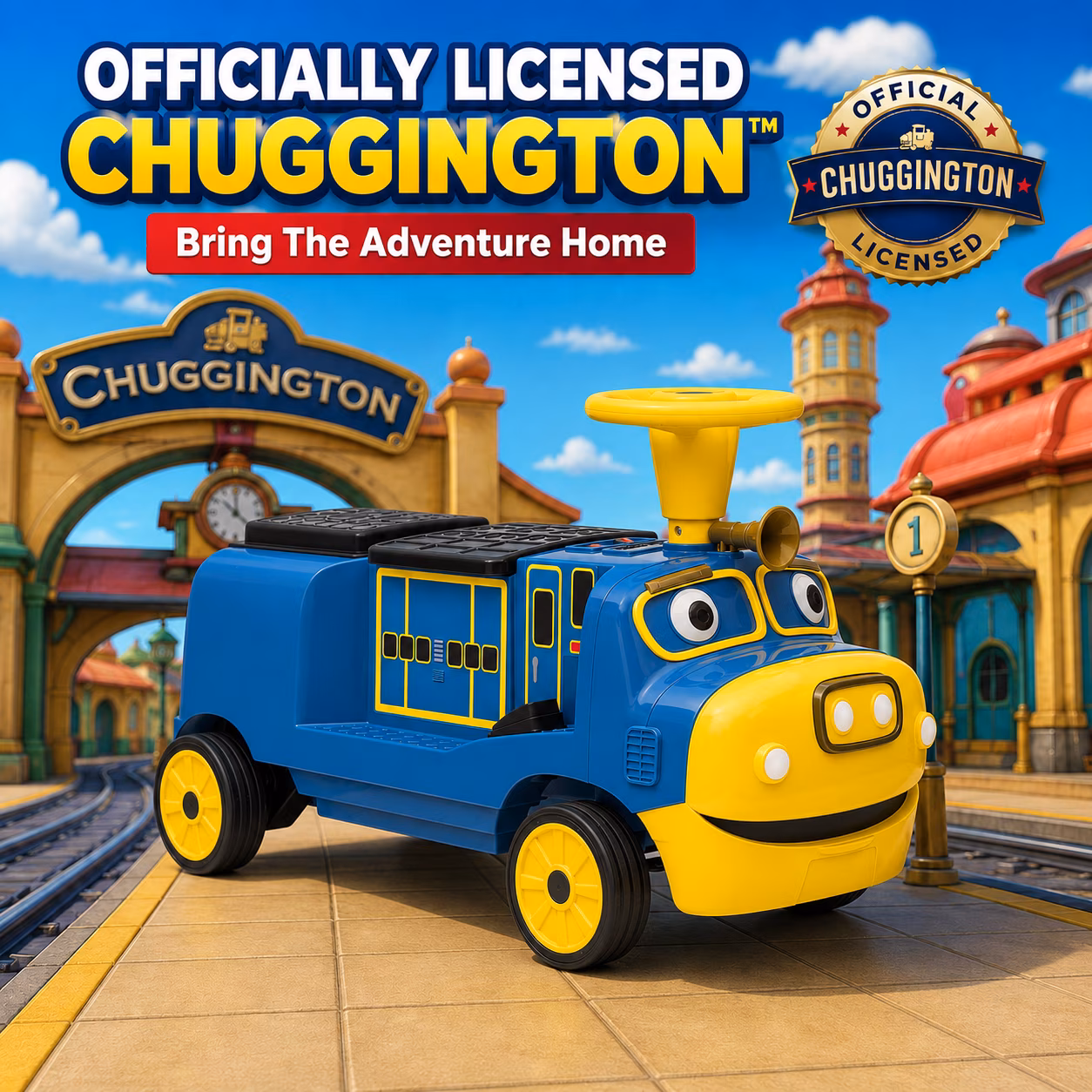 Officially Licensed Chuggington 12V Electric Ride On Train for Kids, Max Speed 3.1 MPH, 150 lbs Capacity, Ages 3-8, Blue - Image 2