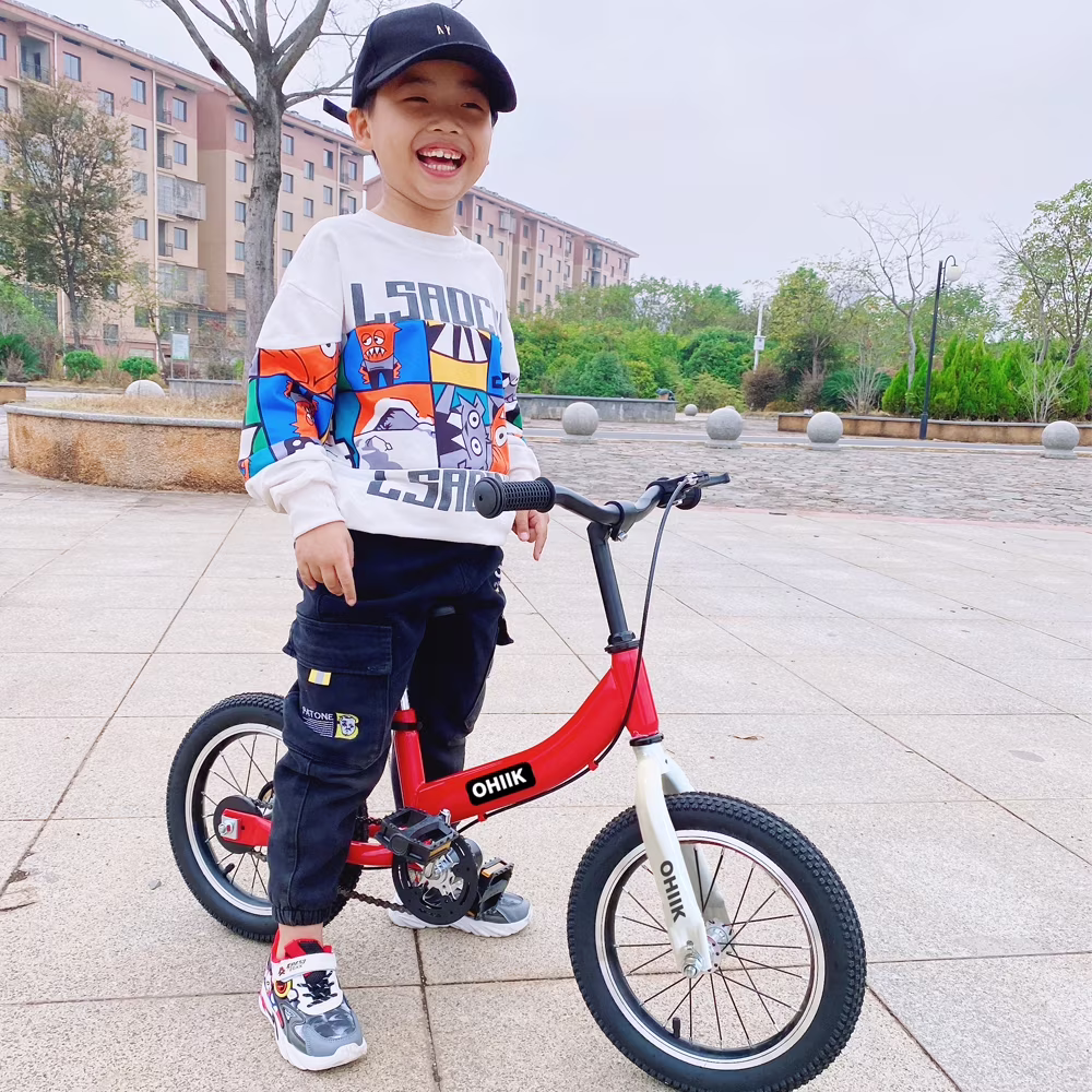 OHIIK 2 in 1 Adjustable Seat and Handlebar Kids Balance Bike with Pedal Kit and Training Wheels, Red - Image 3