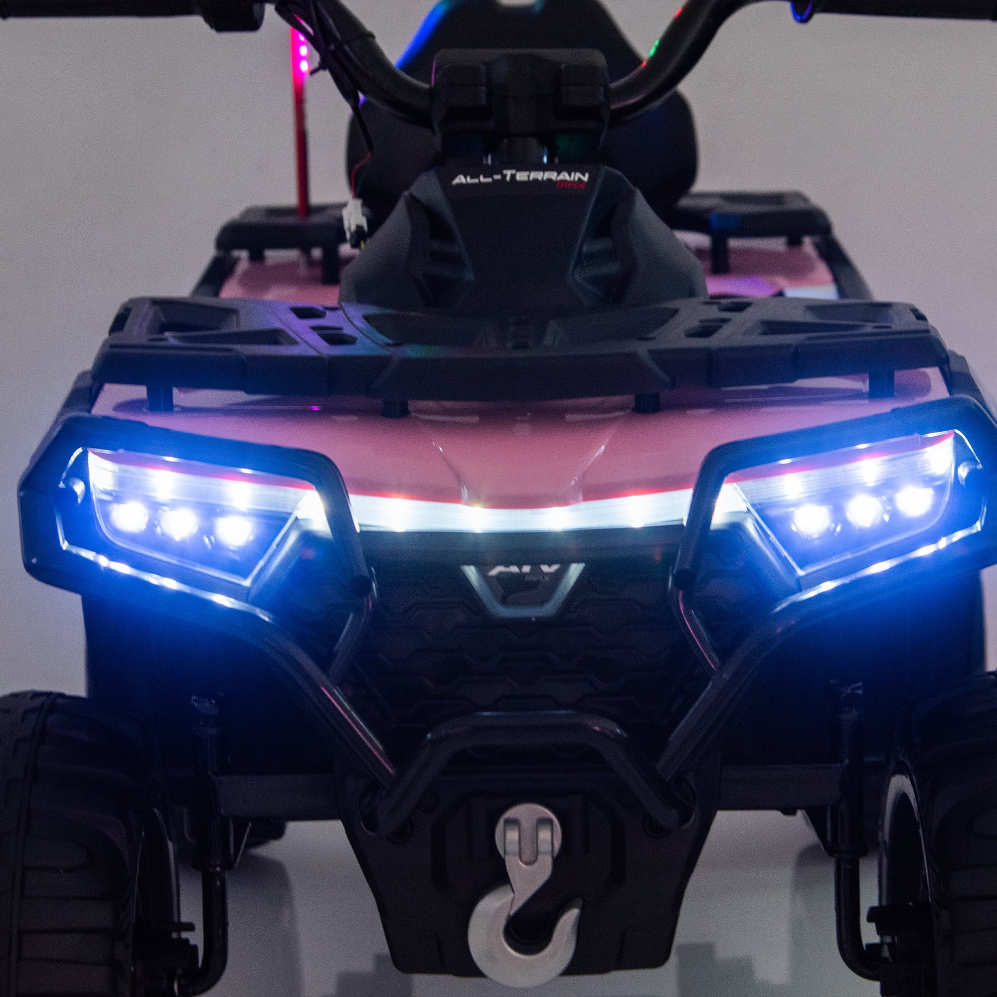 Okybaby 24V 160W Kids Ride on Electric ATV with Realistic Off-Road Design,2WD,Bright Flags, Electric Kids Toy Cars with Muti-color Light, Bluetooth,USB,Music for Kids Aged 3+,Pink - Image 3