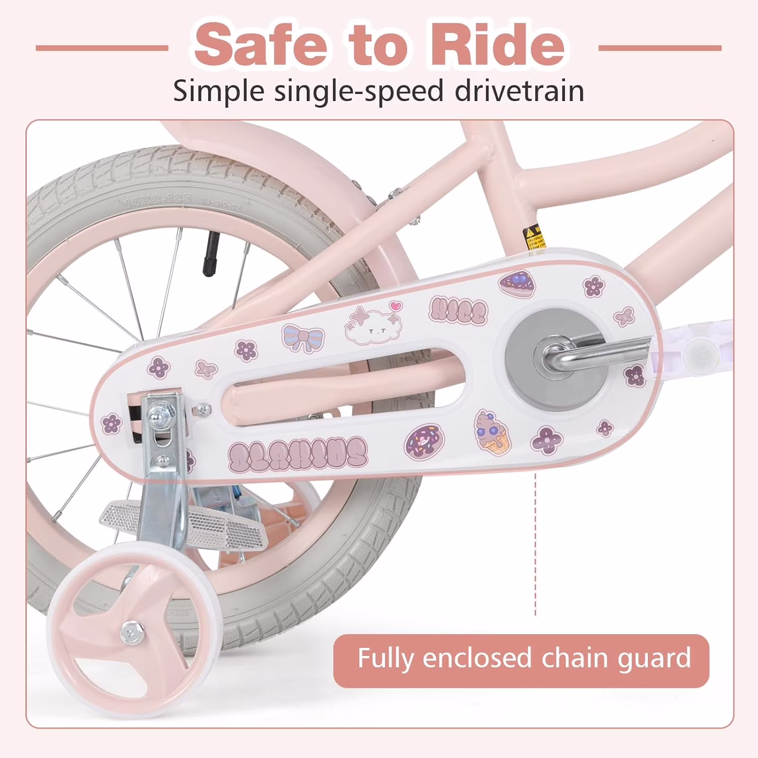 OLAKIDS 12 14 16 18 Inch Toddlers Bike with Training Wheels Doll Seat Basket Adjustable Seat and Handlebar, Handbrake and Coaster Brake, Children's Bicycle for Girls - Image 4