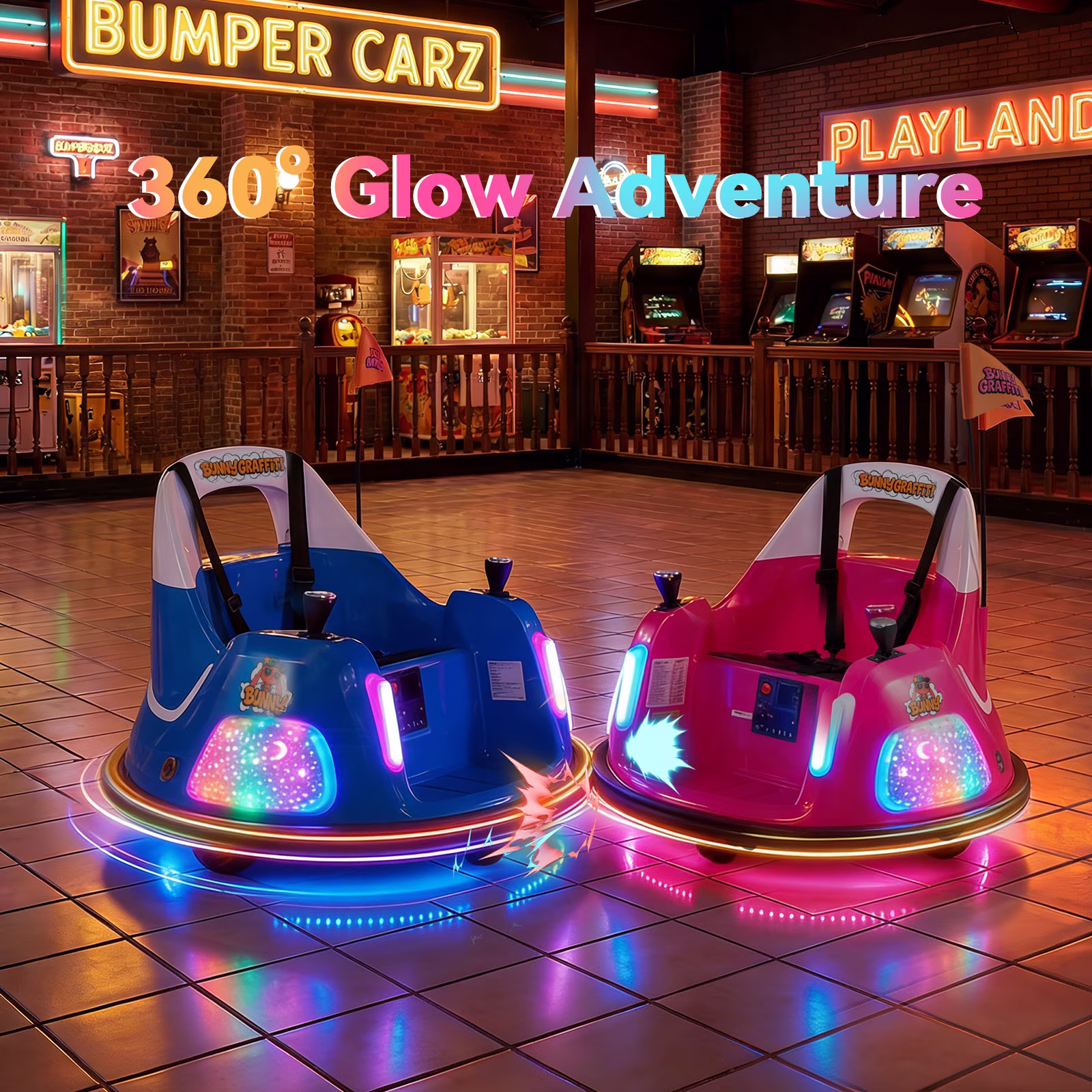 OLAKIDS 12V Kids Bumper Car with Parent Remote Control, 5-Point Harness, 360° Spin, LED Lights & Music, Toddlers Ride On Toy for Ages 1.5 - Image 4