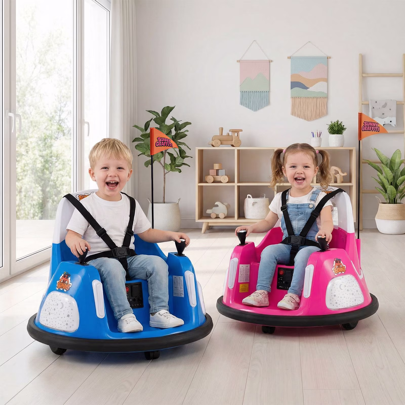 OLAKIDS 12V Kids Bumper Car with Parent Remote Control, 5-Point Harness, 360° Spin, LED Lights & Music, Toddlers Ride On Toy for Ages 1.5 - Image 5