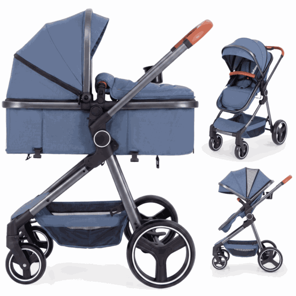 OLAKIDS 2 in 1 High Landscape Convertible Baby Stroller, Newborn Reversible Pram, Foldable Pushchair with Adjustable Canopy, Aluminum Structure, 5-Point Harness for Infant Toddler