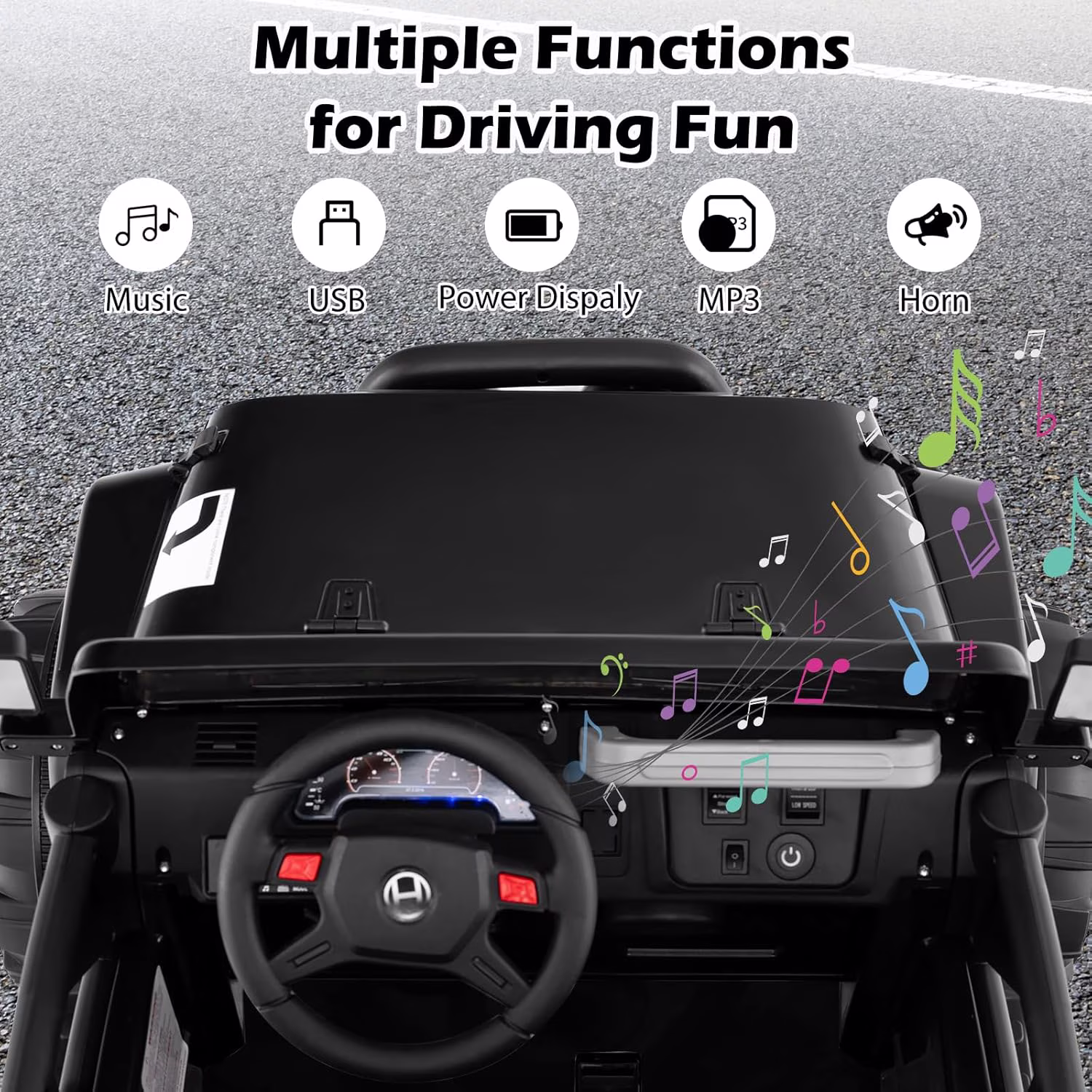 OLAKIDS 2 Seater Ride on Truck, 12V Battery Powered Electric Vehicle for Kids with Remote Control, Power Display, LED Lights, Story, Suspension System, MP3, Ride on Toy for 3+ Boys Girls - Image 2