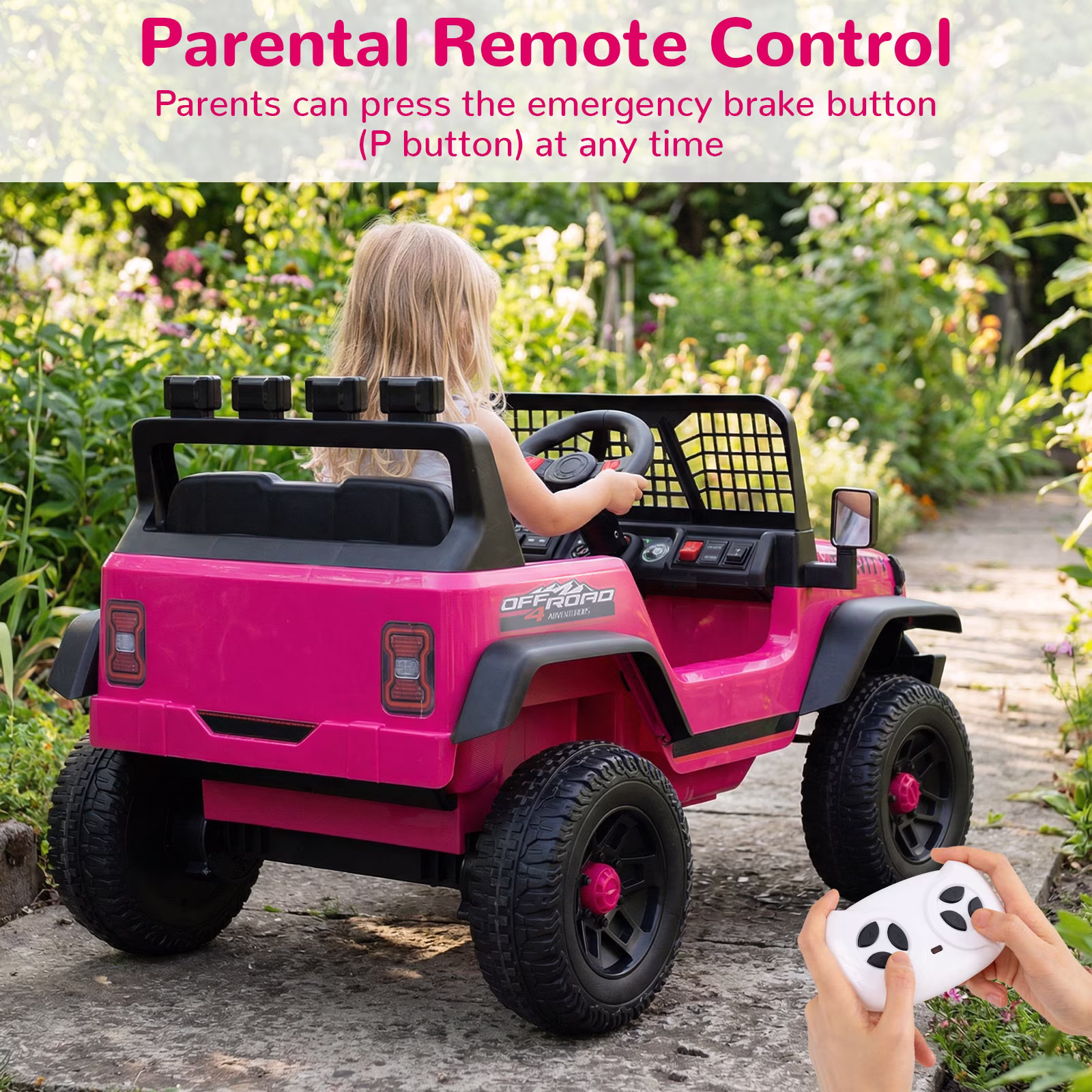 OLAKIDS 24V Ride on Car with Remote Control, Bluetooth, LED Lights, Horn, Spring Suspension, High/Low Speeds, Soft Start for Kids Aged 3+ - Image 5